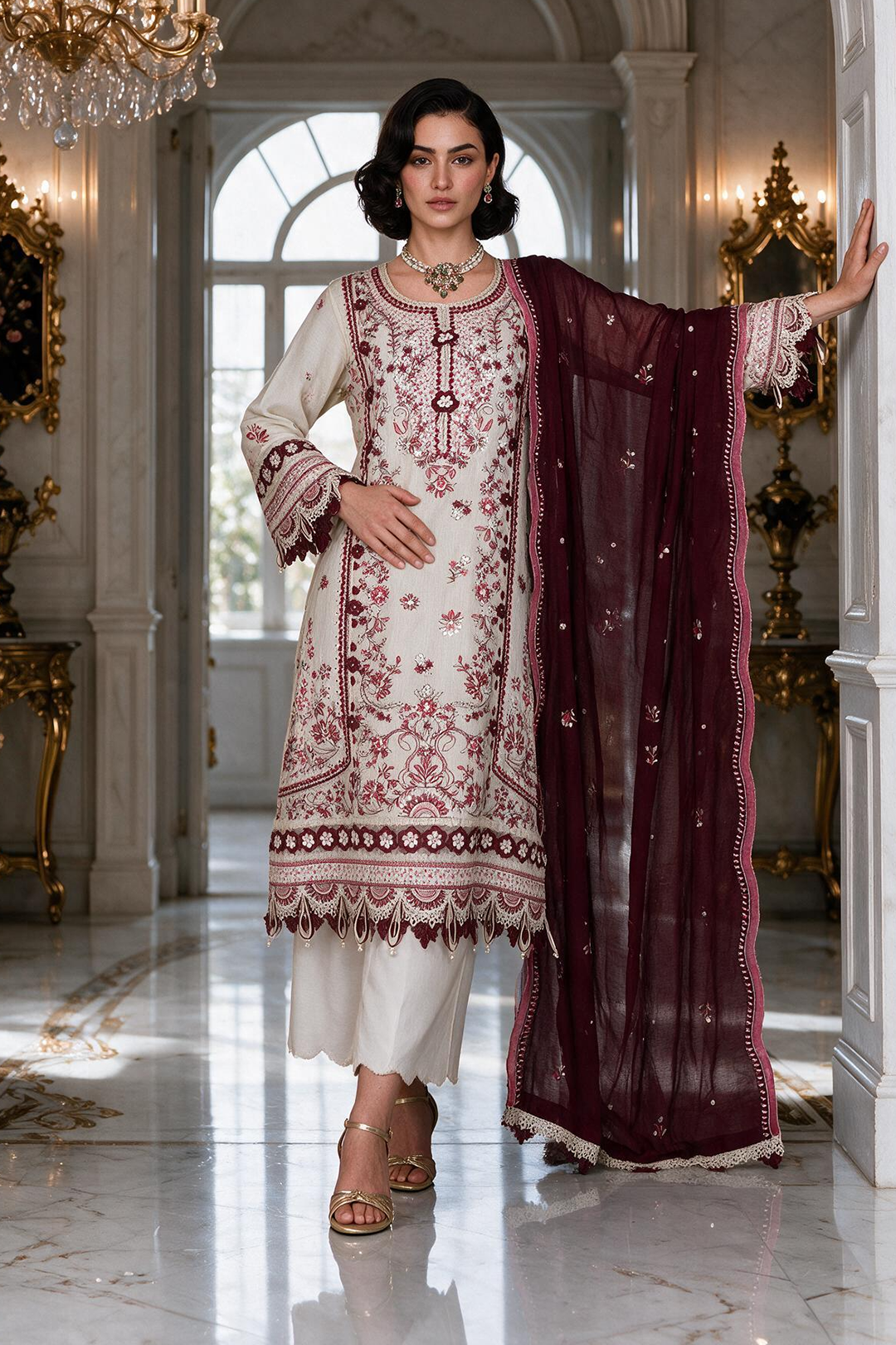 Embroidered Shirt Shalwar Dupatta - 4223