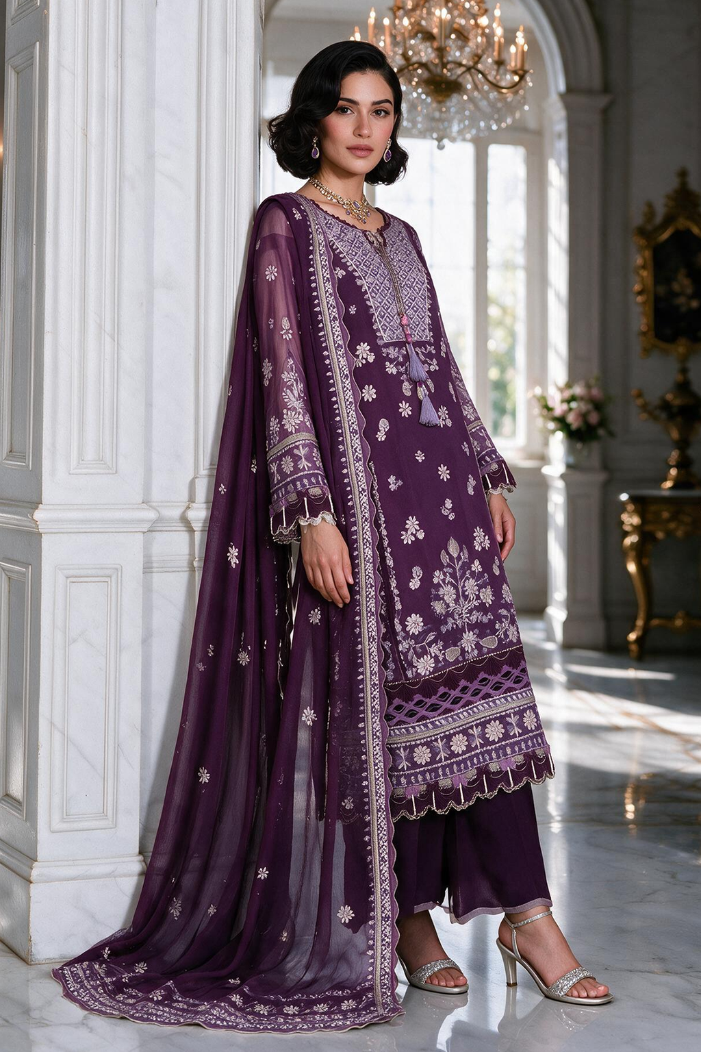Embroidered Shirt Shalwar Dupatta - 4232