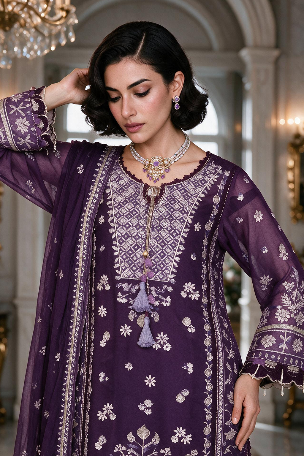 Embroidered Shirt Shalwar Dupatta - 4232