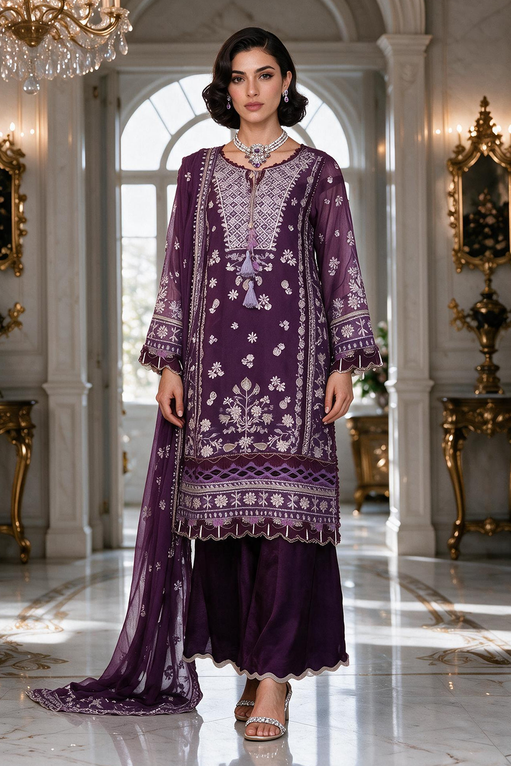 Embroidered Shirt Shalwar Dupatta - 4232
