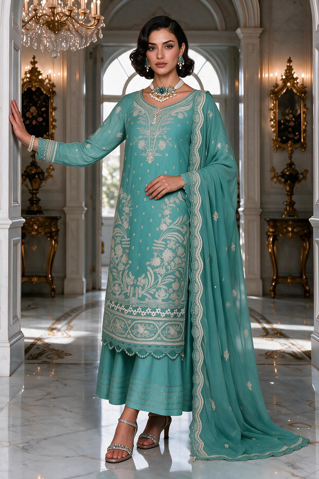 Embroidered Shirt Shalwar Dupatta - 4234