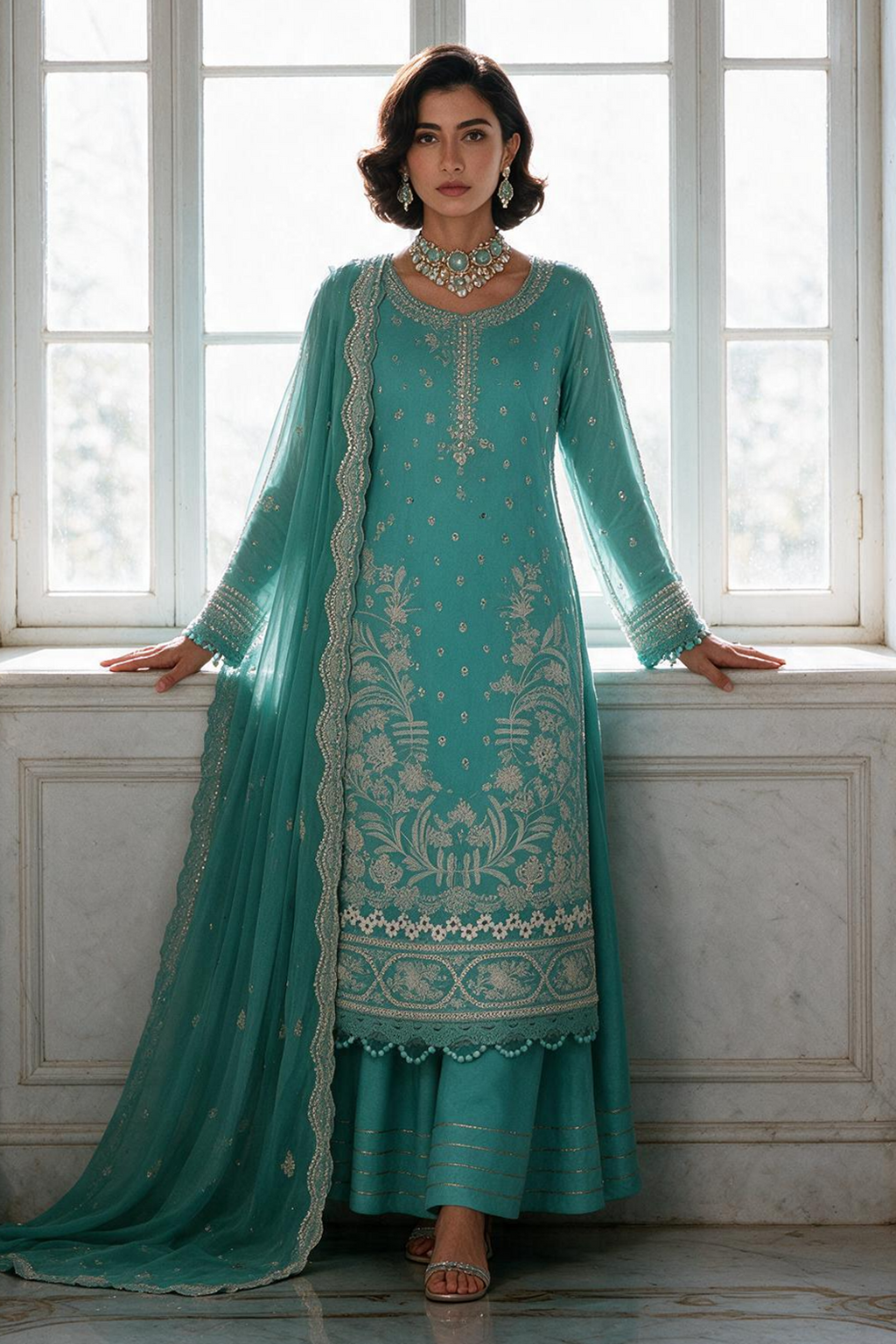 Embroidered Shirt Shalwar Dupatta - 4234