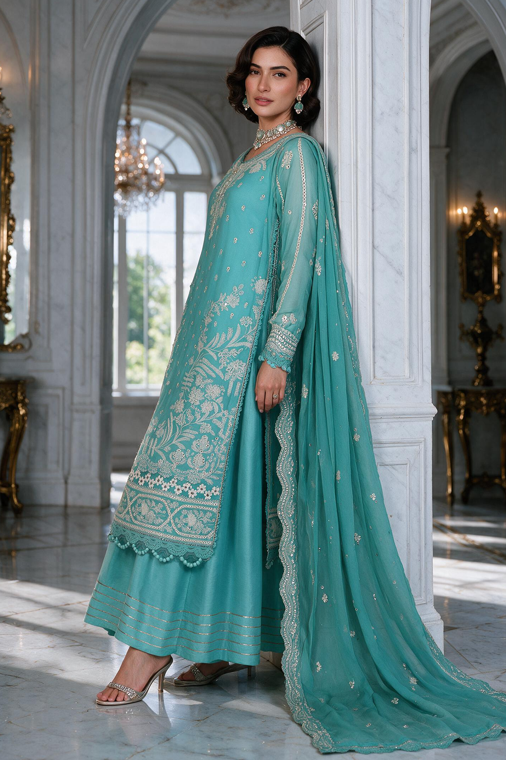 Embroidered Shirt Shalwar Dupatta - 4234