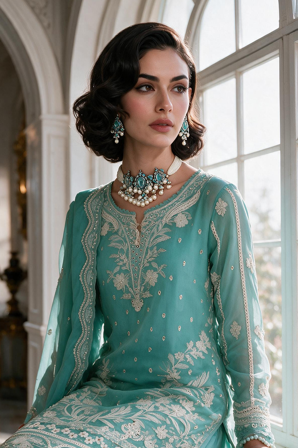 Embroidered Shirt Shalwar Dupatta - 4234
