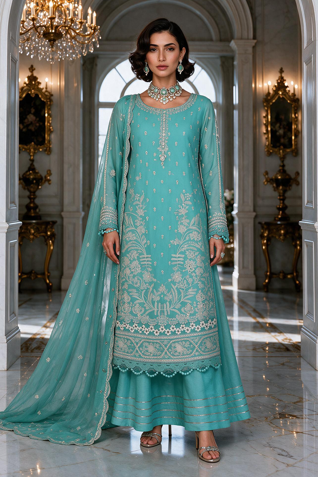 Embroidered Shirt Shalwar Dupatta - 4234