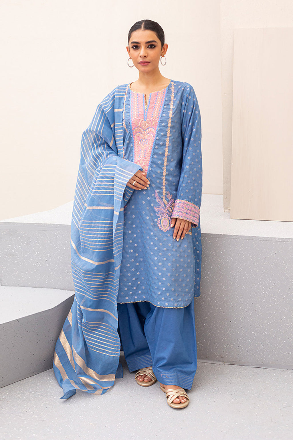 Embroidered Shirt Shalwar Dupatta - 0440