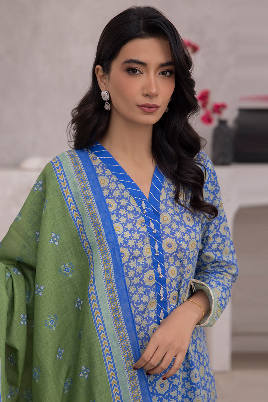 Blue Embroidered Shirt Shalwar Dupatta Lawn WUS24E31104 suit - Winter ...