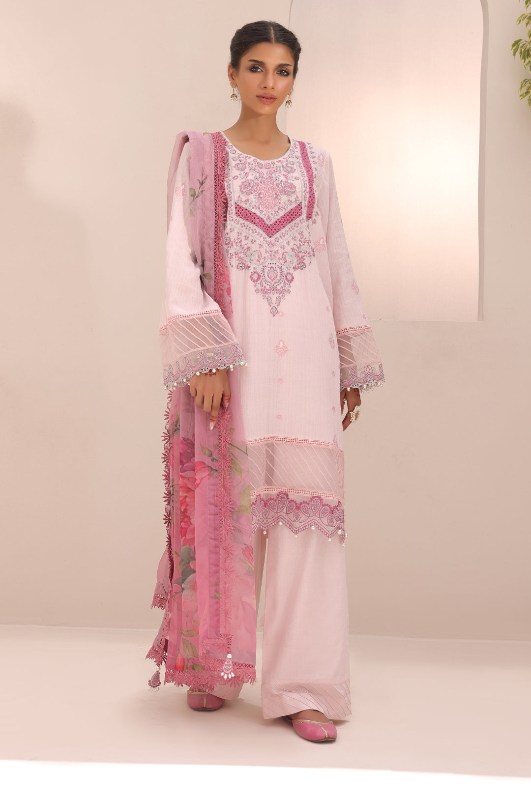 Embroidered Shirt Shalwar Dupatta - 1543