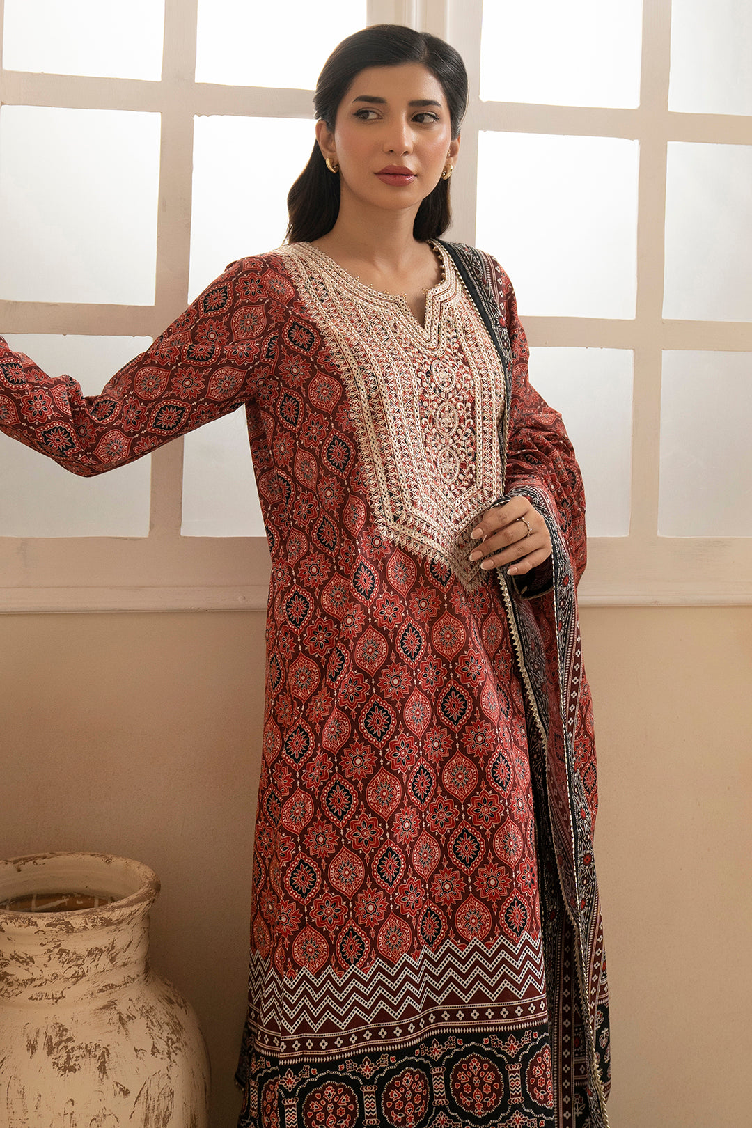 Embroidered Shirt Dupatta - 0560