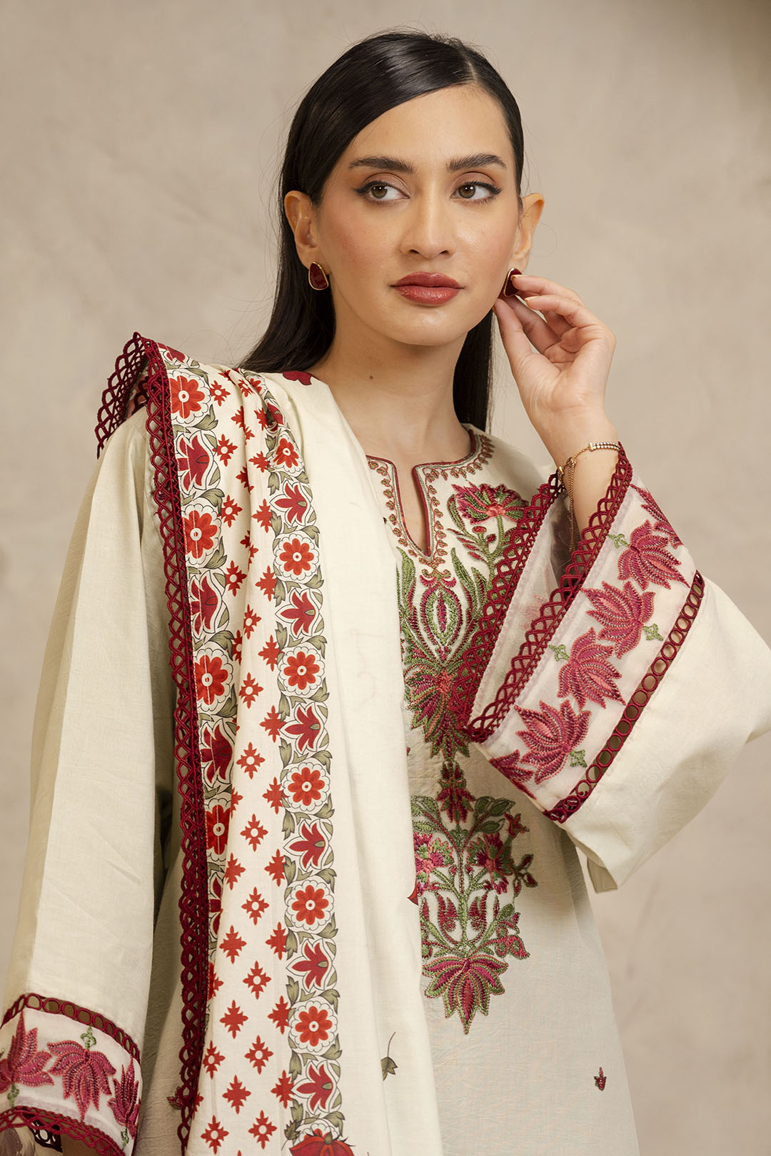 Embroidered Shirt Shalwar Dupatta - 0073