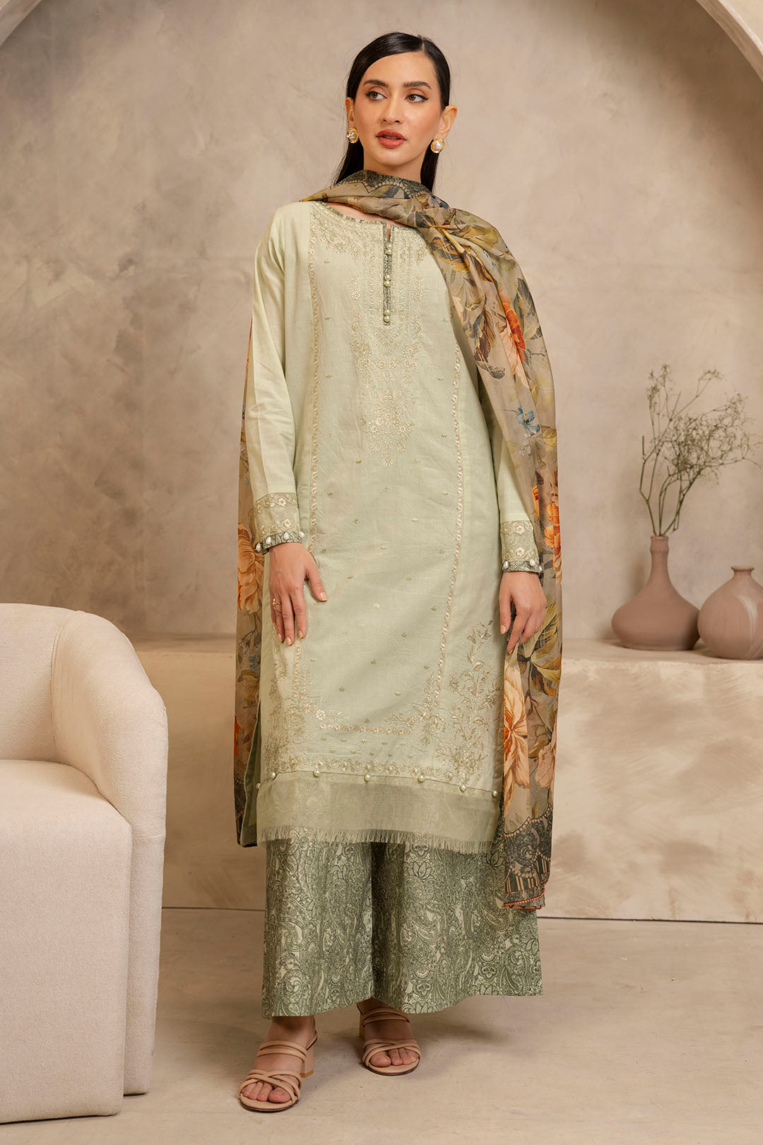 Embroidered Shirt Shalwar Dupatta - 0077