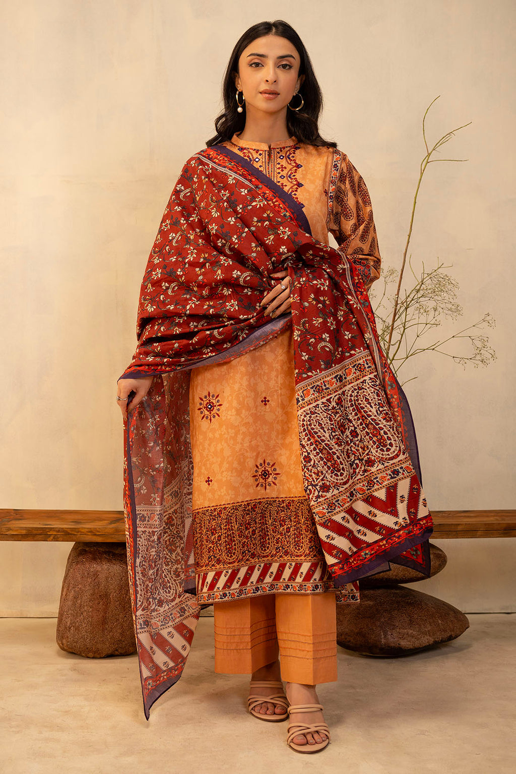 Embroidered Shirt Shalwar Dupatta - 0136