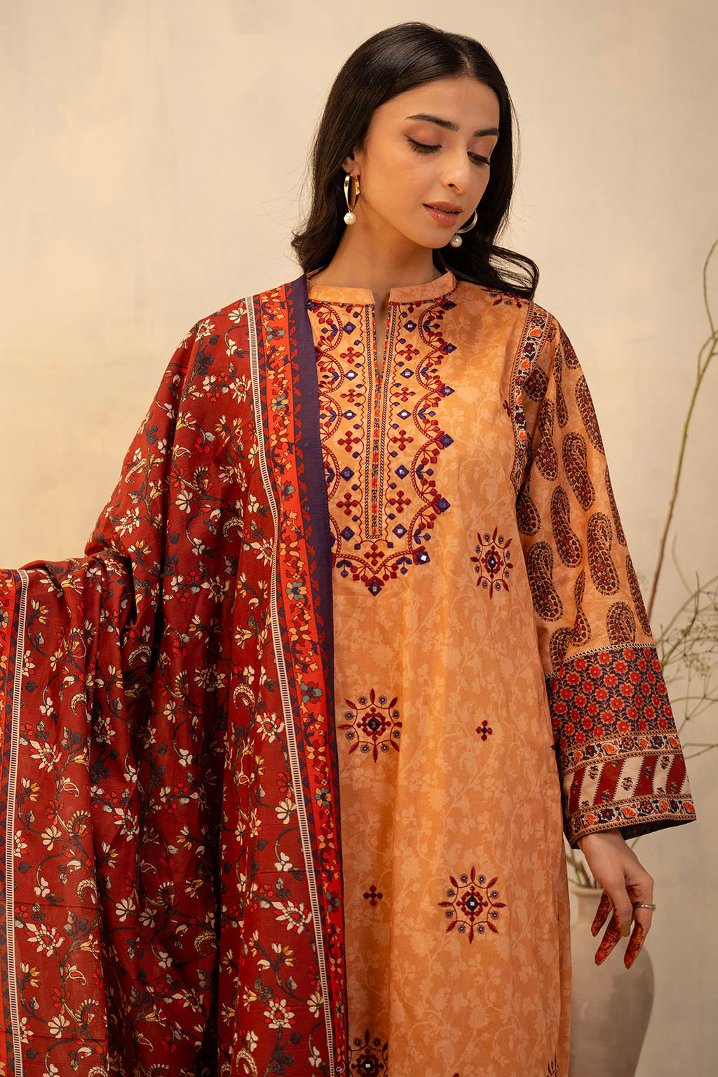 Embroidered Shirt Shalwar Dupatta - 0136