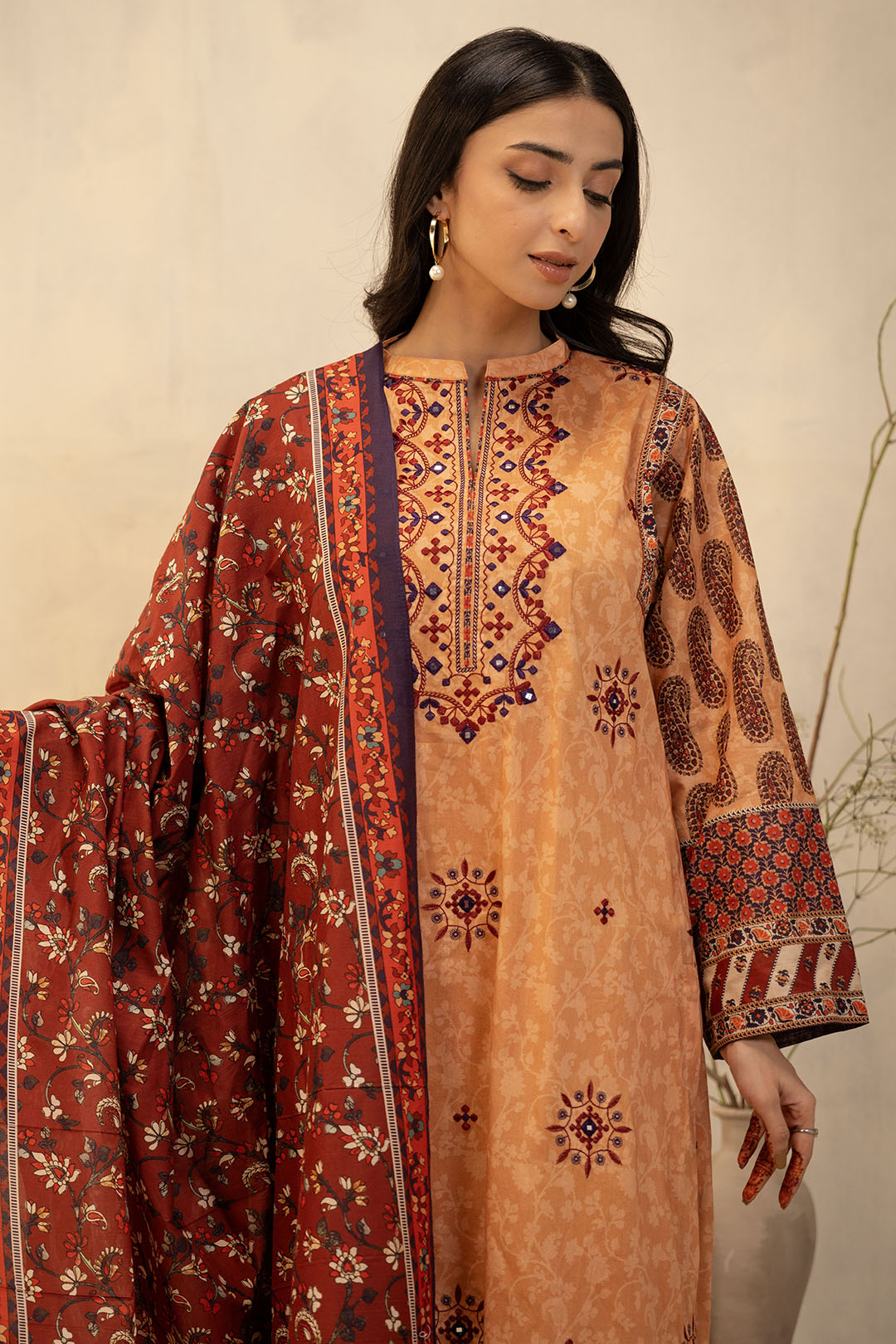 Embroidered Shirt Shalwar Dupatta - 0136