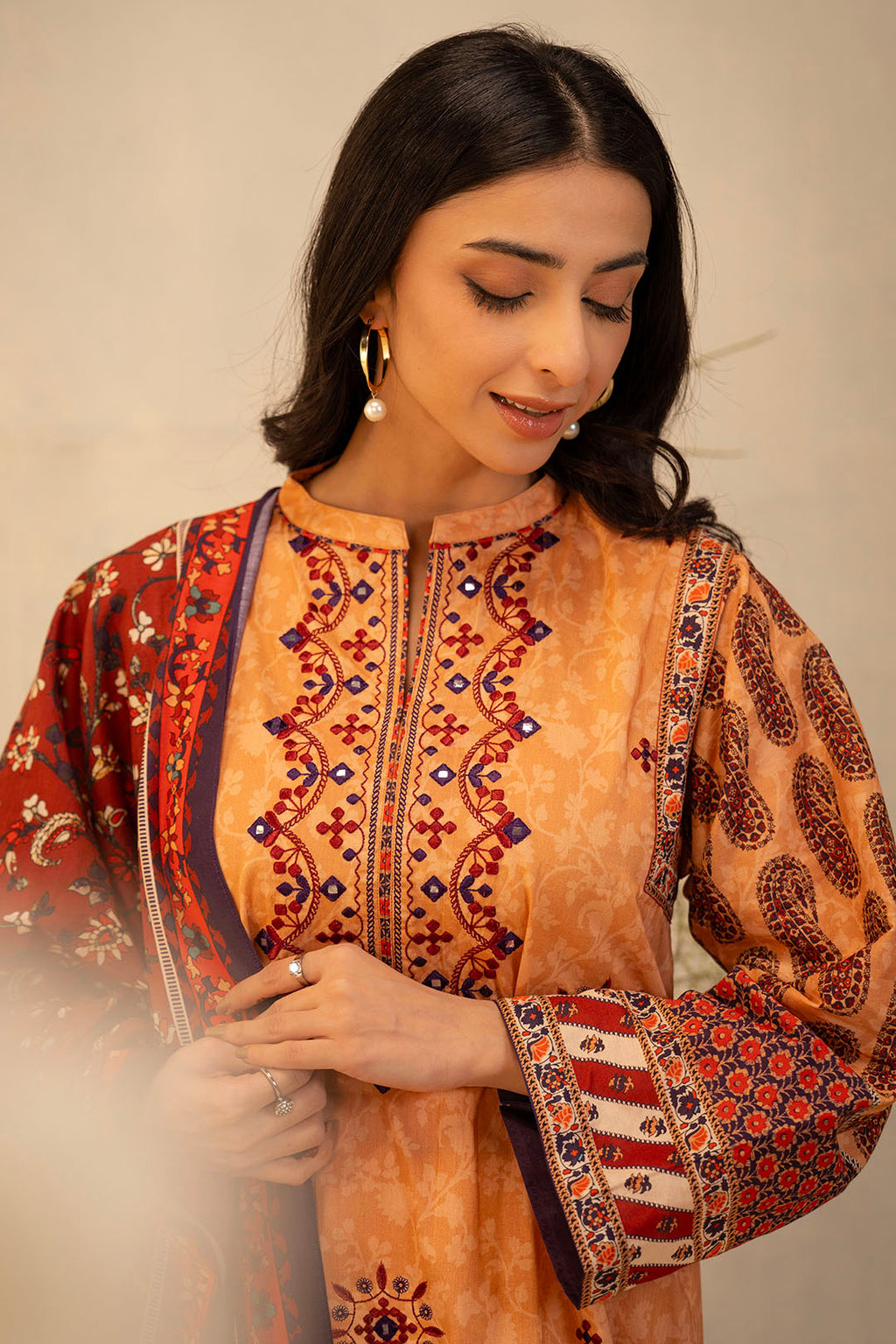 Embroidered Shirt Shalwar Dupatta - 0136