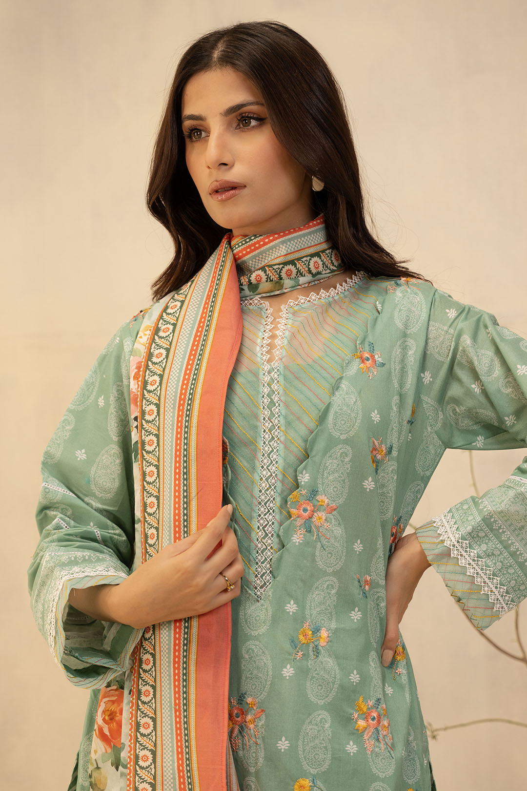 Embroidered Shirt Shalwar Dupatta - 0138