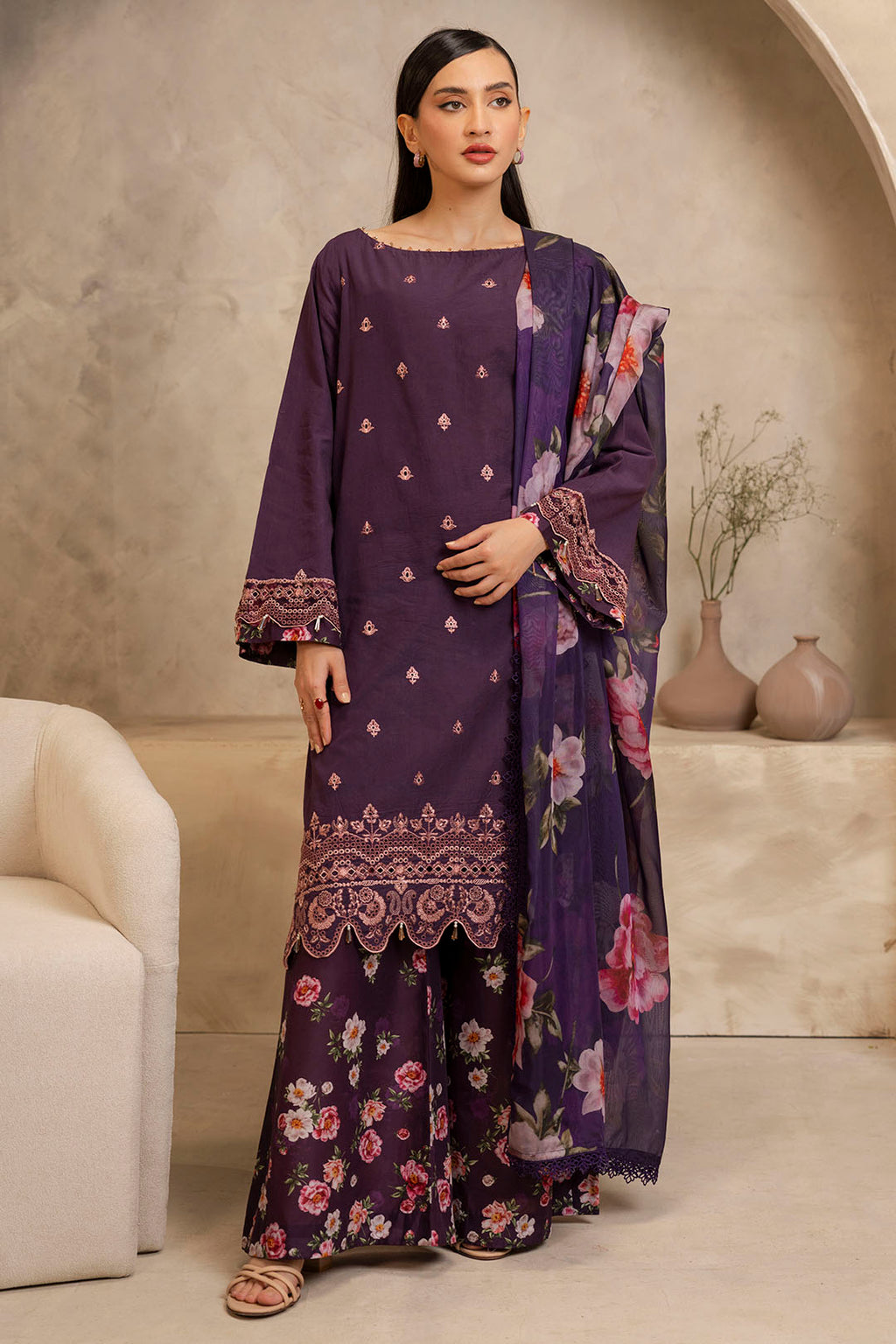 Embroidered Shirt Shalwar Dupatta - 0145