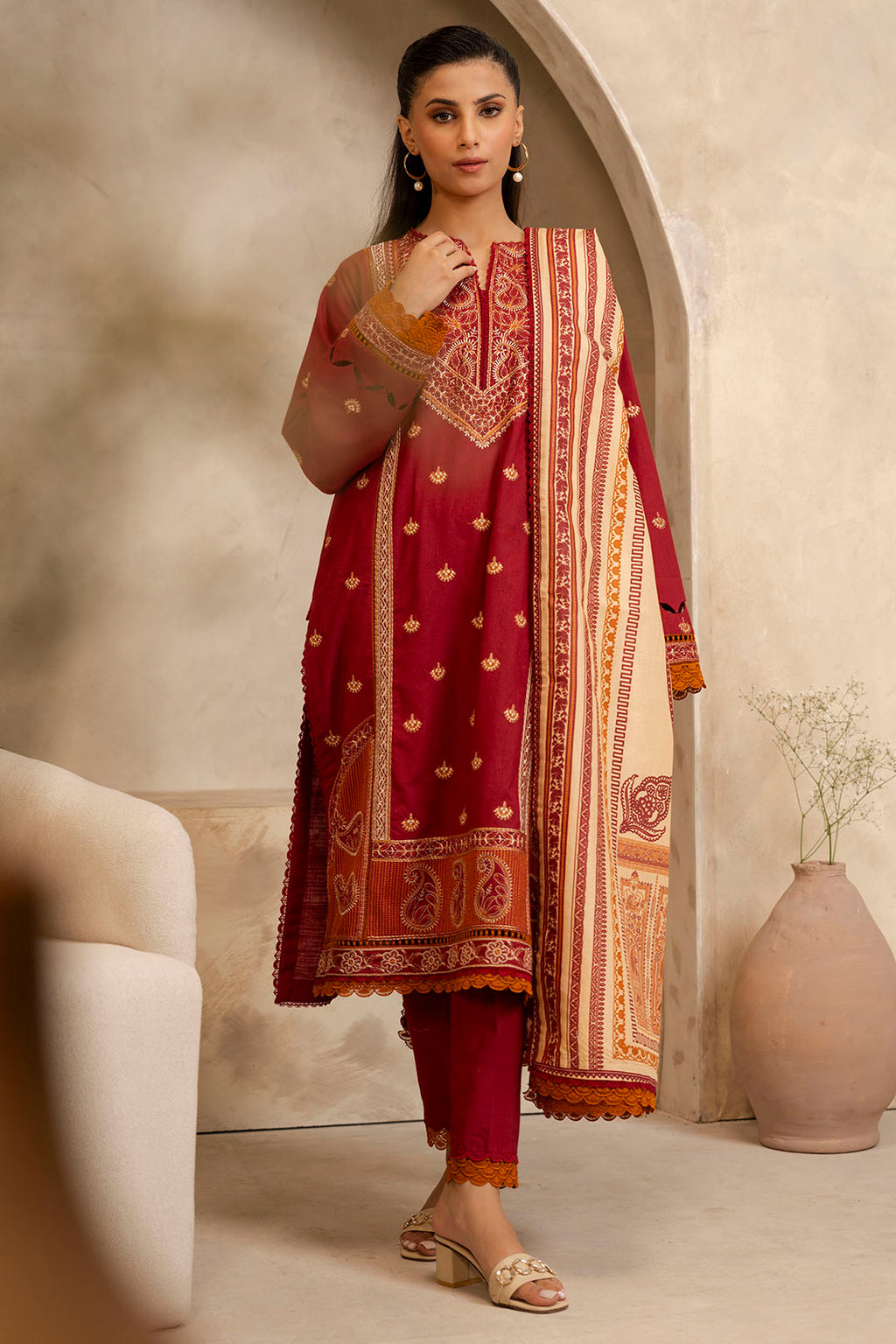 Embroidered Shirt Shalwar Dupatta - 0146