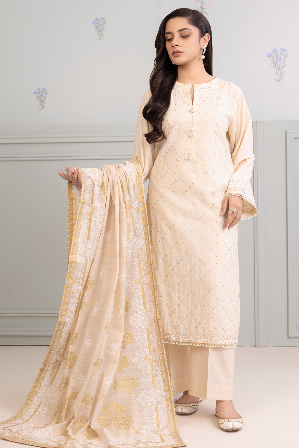 Embroidered Shirt Shalwar Dupatta - 0213