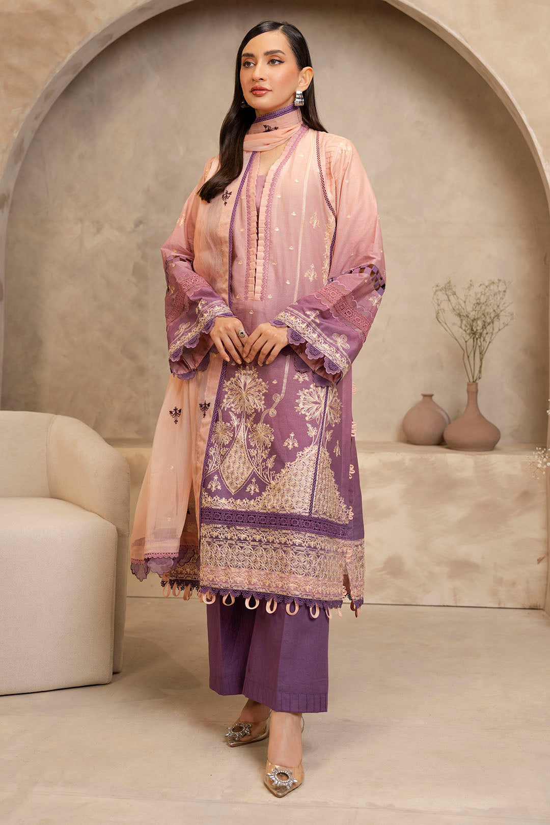 Embroidered Shirt Shalwar Dupatta - 0300