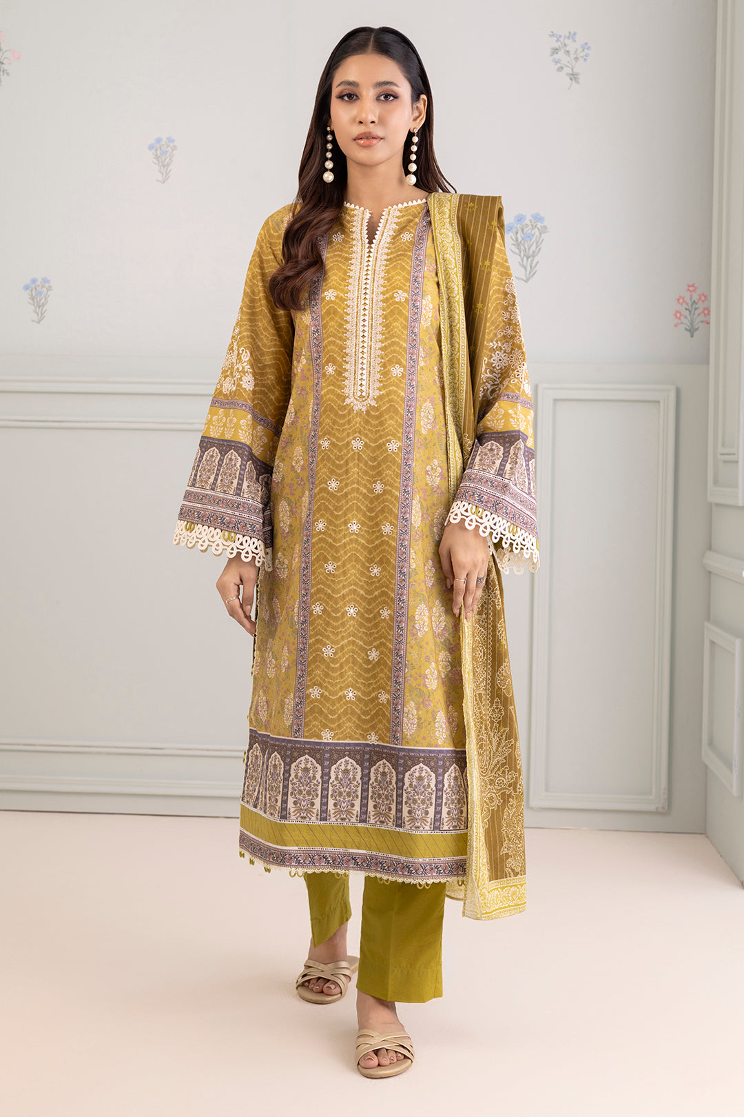 Embroidered Shirt Shalwar Dupatta - 0342