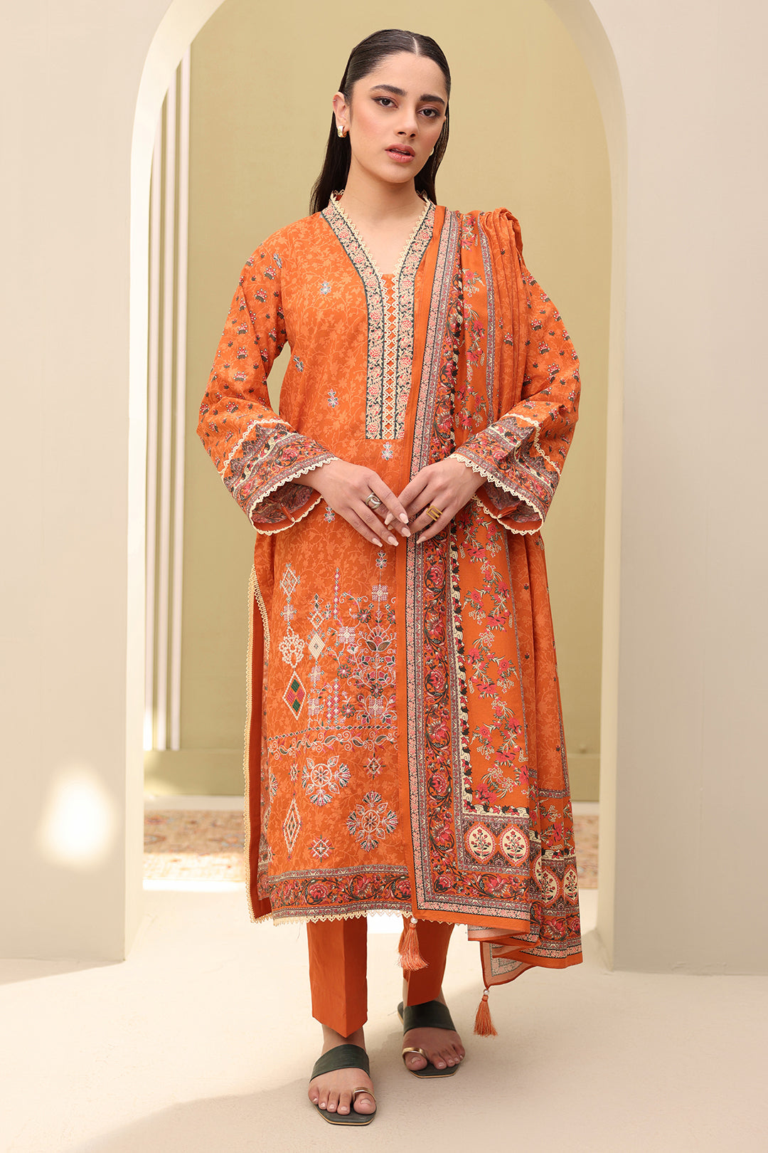 Embroidered Shirt Shalwar Dupatta - 0343