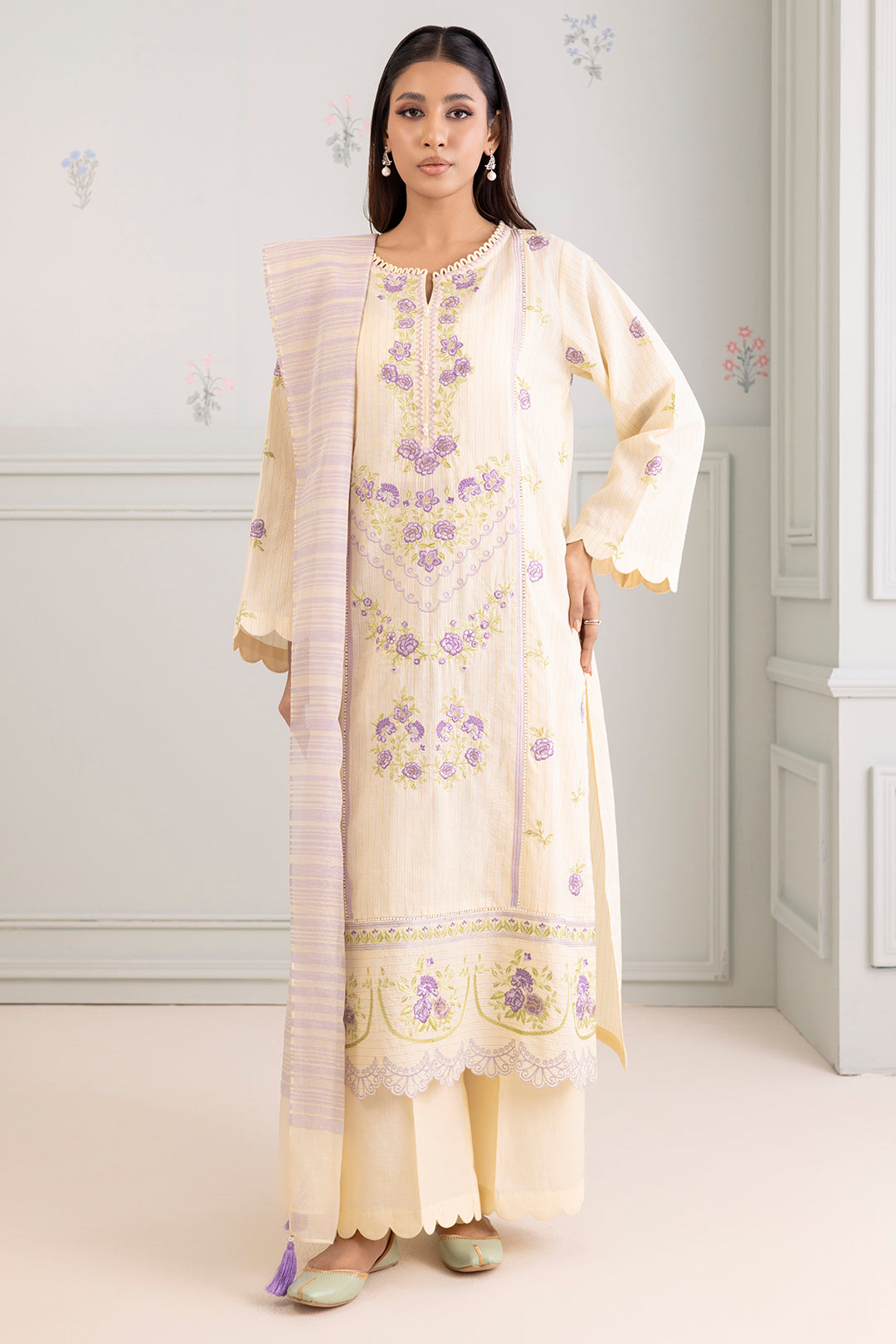 Embroidered Shirt Shalwar Dupatta - 0345
