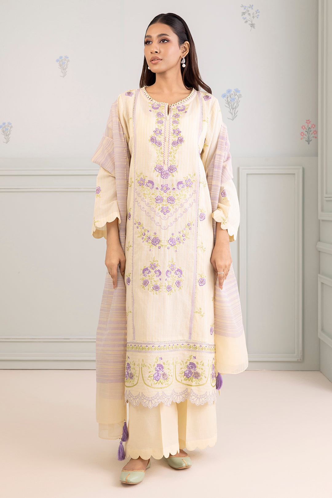 Embroidered Shirt Shalwar Dupatta - 0345