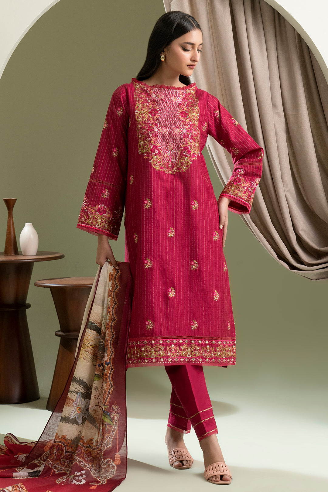 Embroidered Shirt Shalwar Dupatta - 0346
