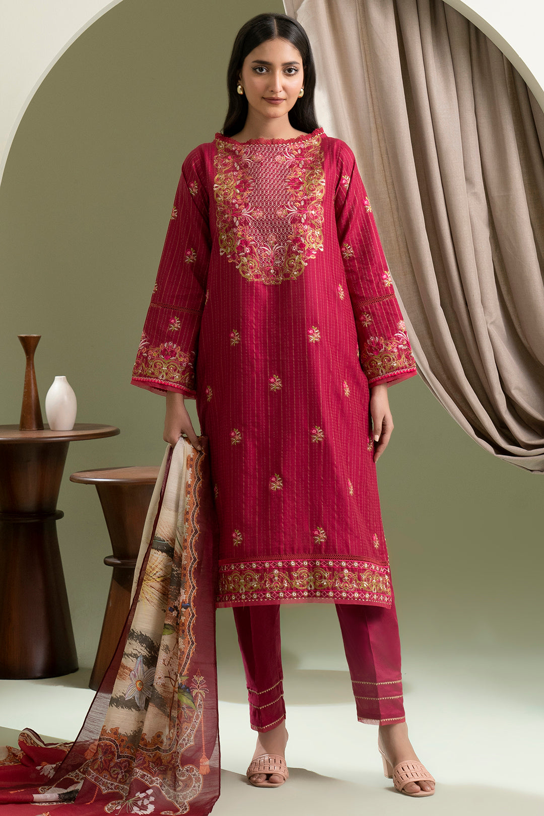 Embroidered Shirt Shalwar Dupatta - 0346