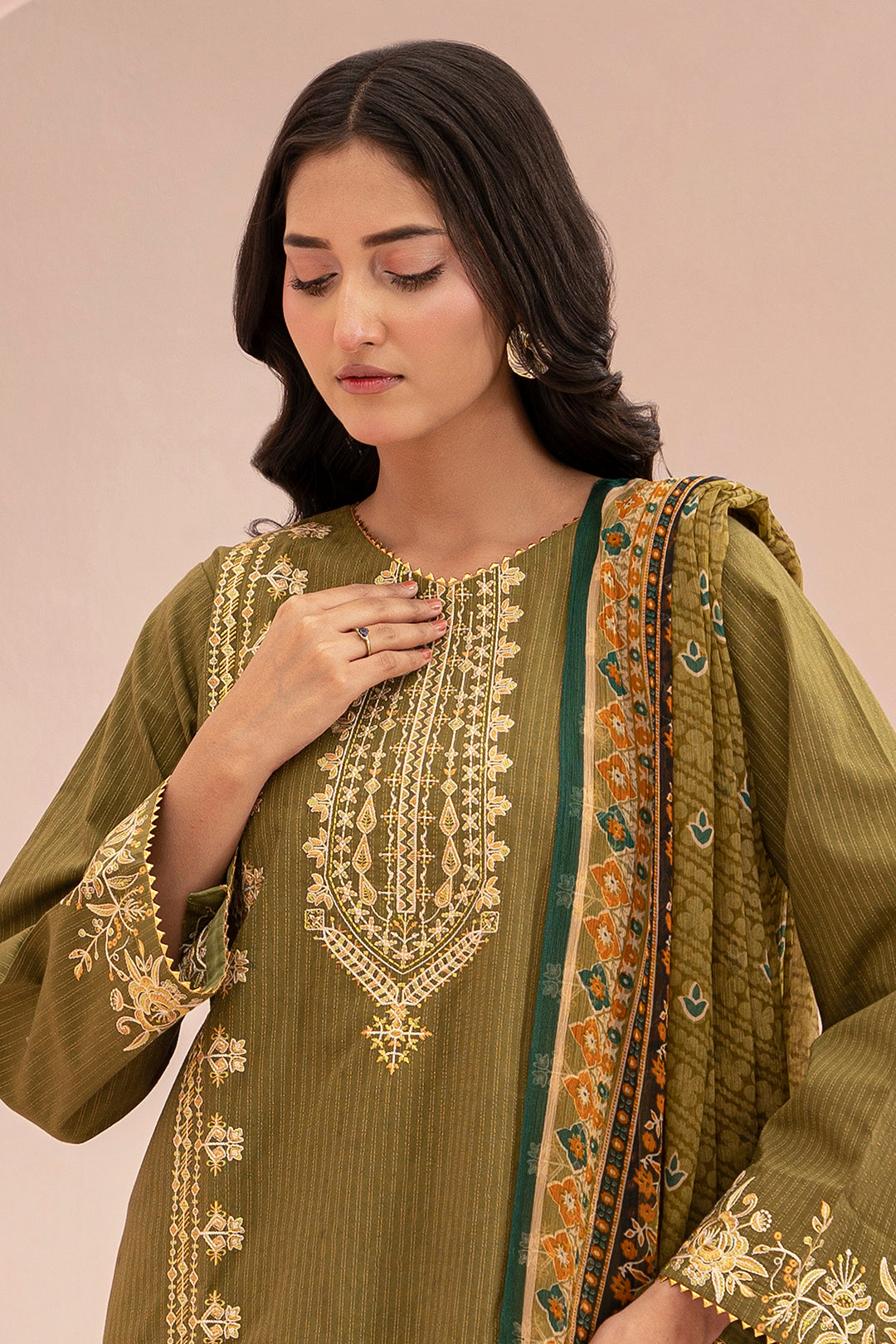 Embroidered Shirt Shalwar Dupatta - 0347