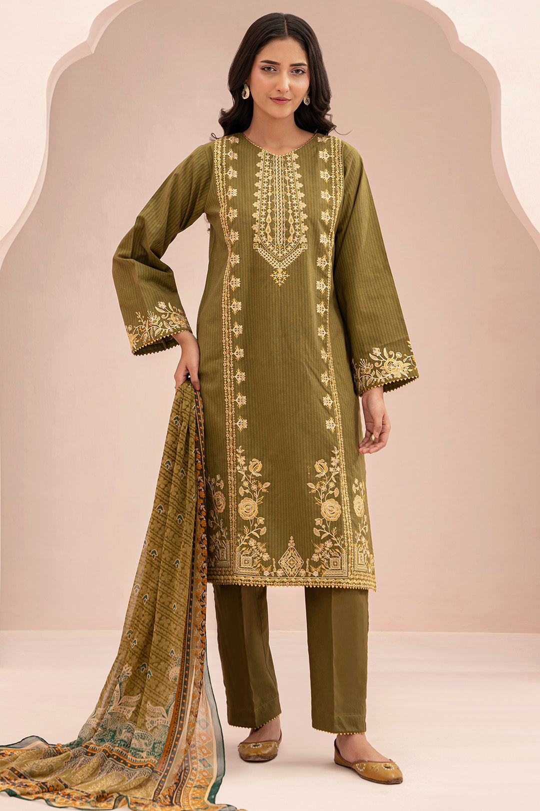 Embroidered Shirt Shalwar Dupatta - 0347