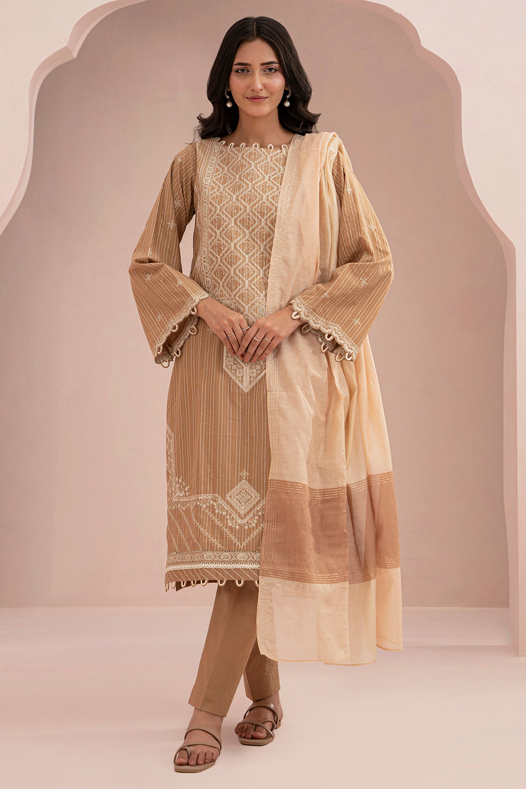 Embroidered Shirt Shalwar Dupatta - 0348