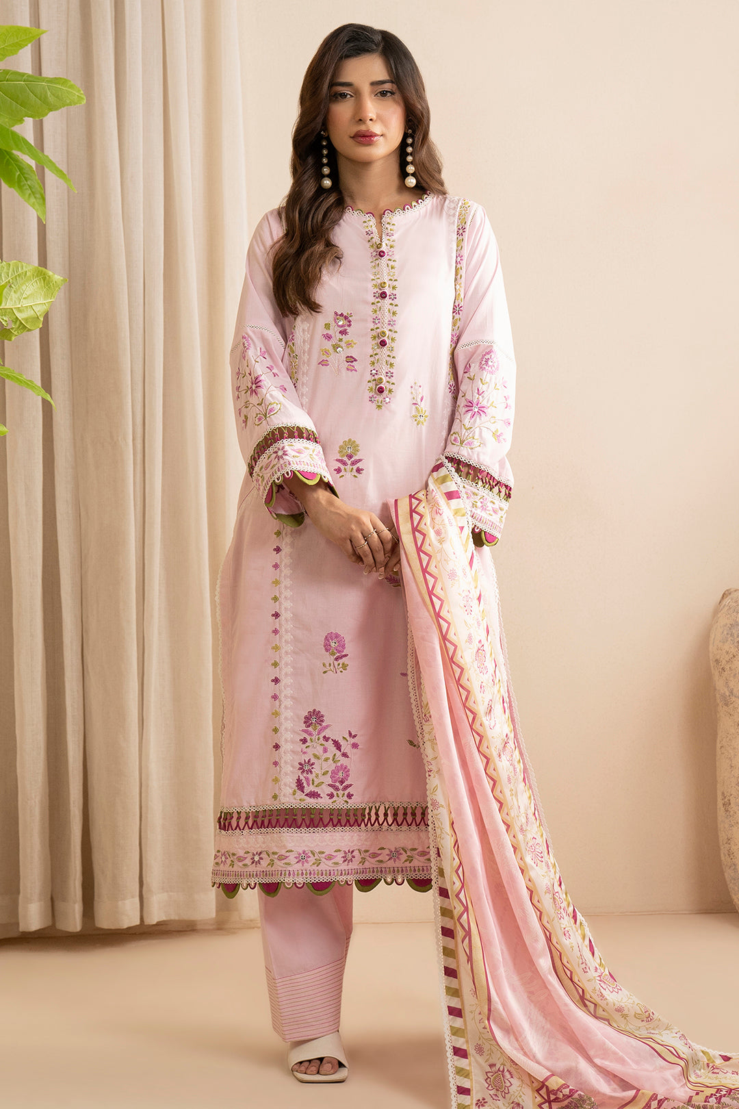 Embroidered Shirt Shalwar Dupatta - 0357