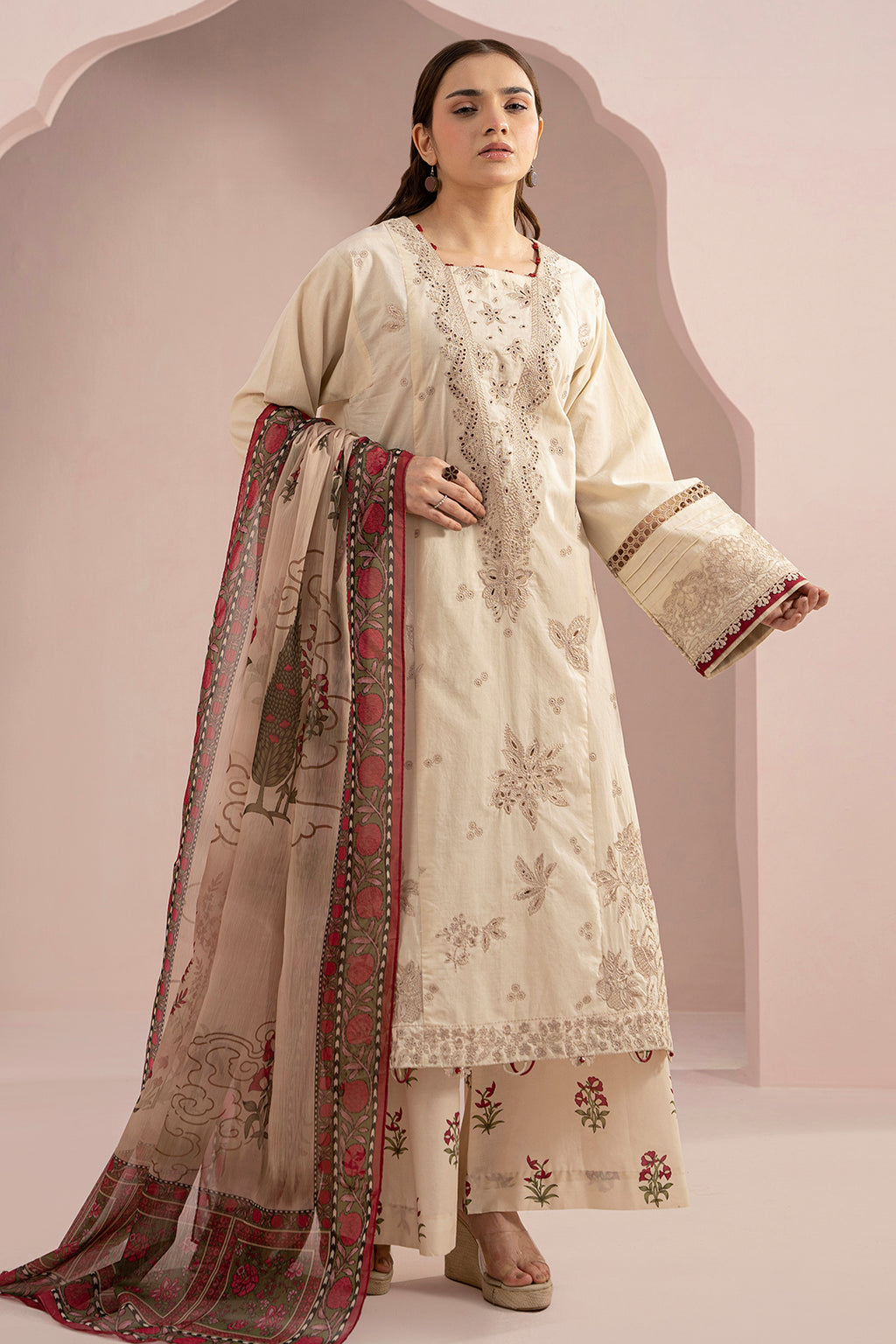 Embroidered Shirt Shalwar Dupatta - 0360