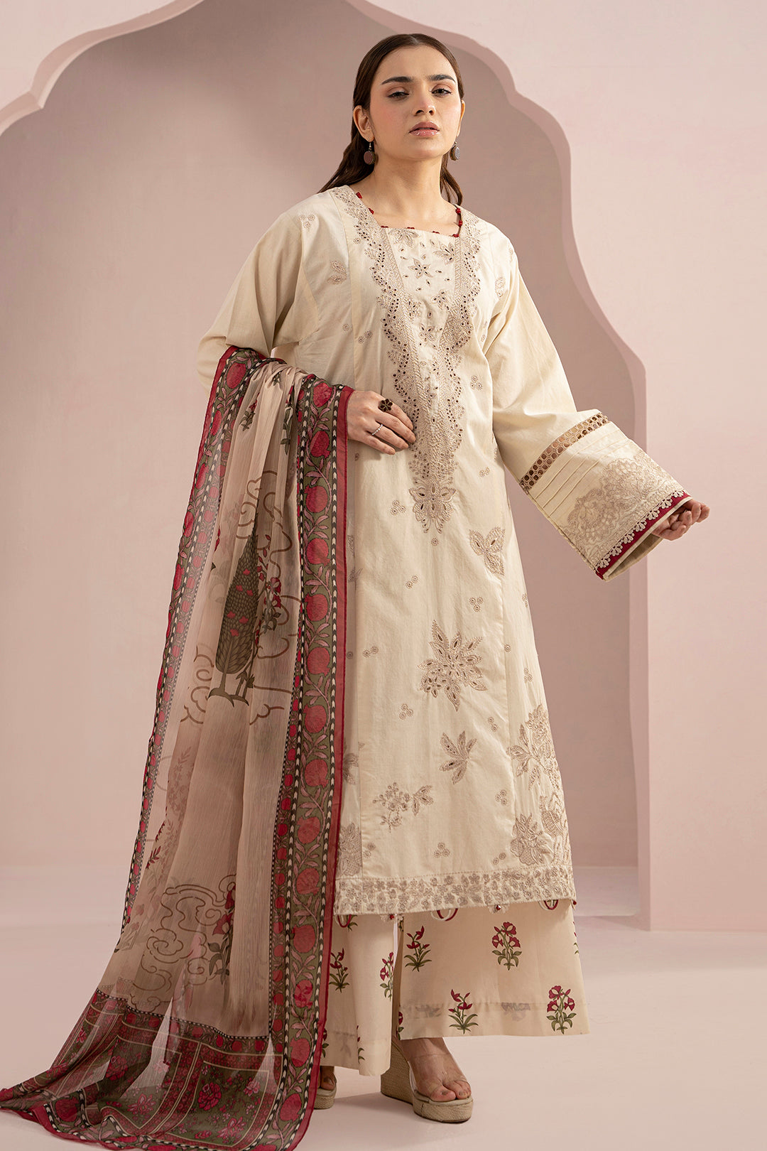Embroidered Shirt Shalwar Dupatta - 0360