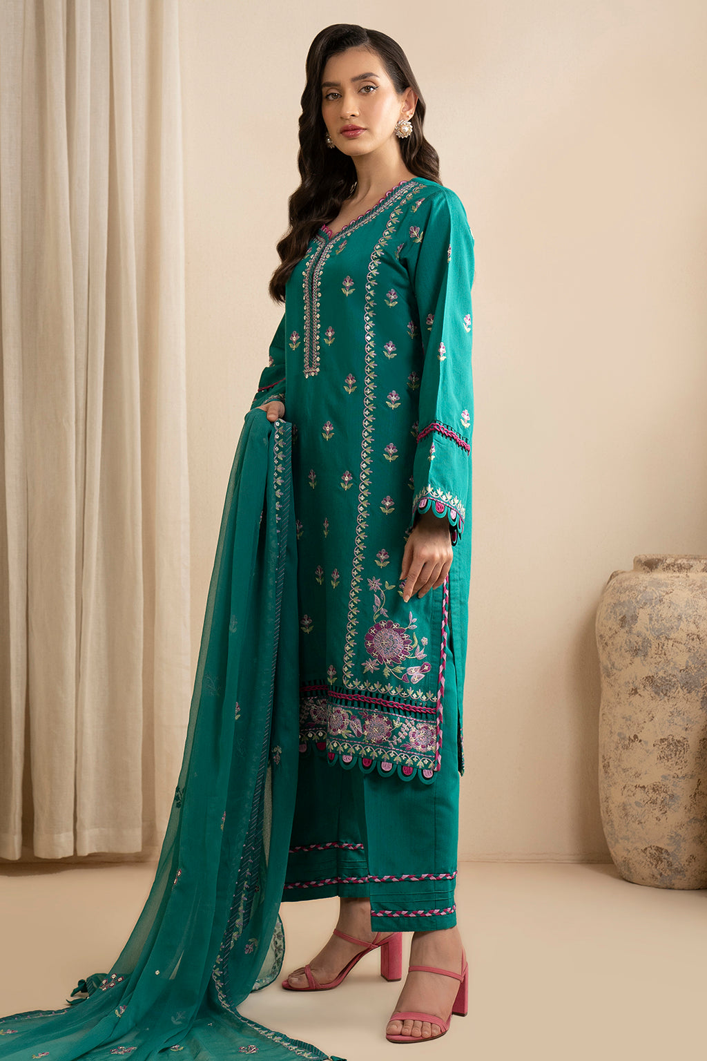 Embroidered Shirt Shalwar Dupatta - 0363