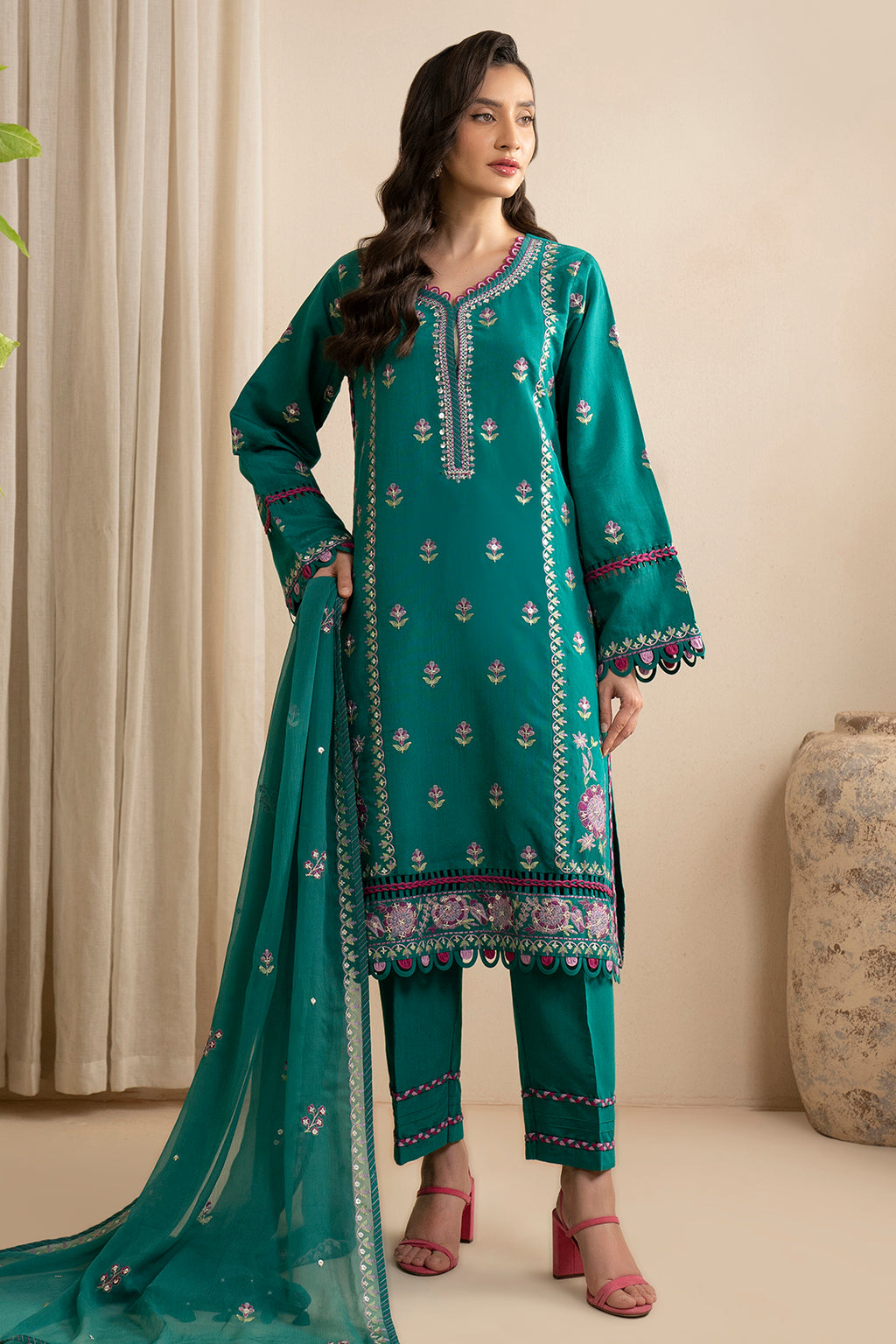Embroidered Shirt Shalwar Dupatta - 0363