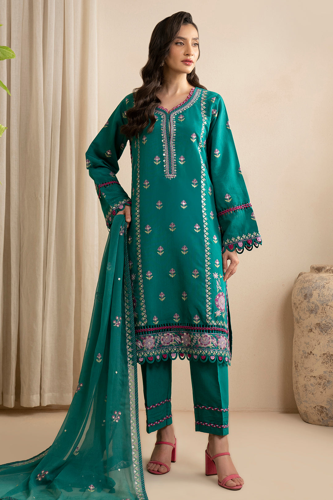 Embroidered Shirt Shalwar Dupatta - 0363