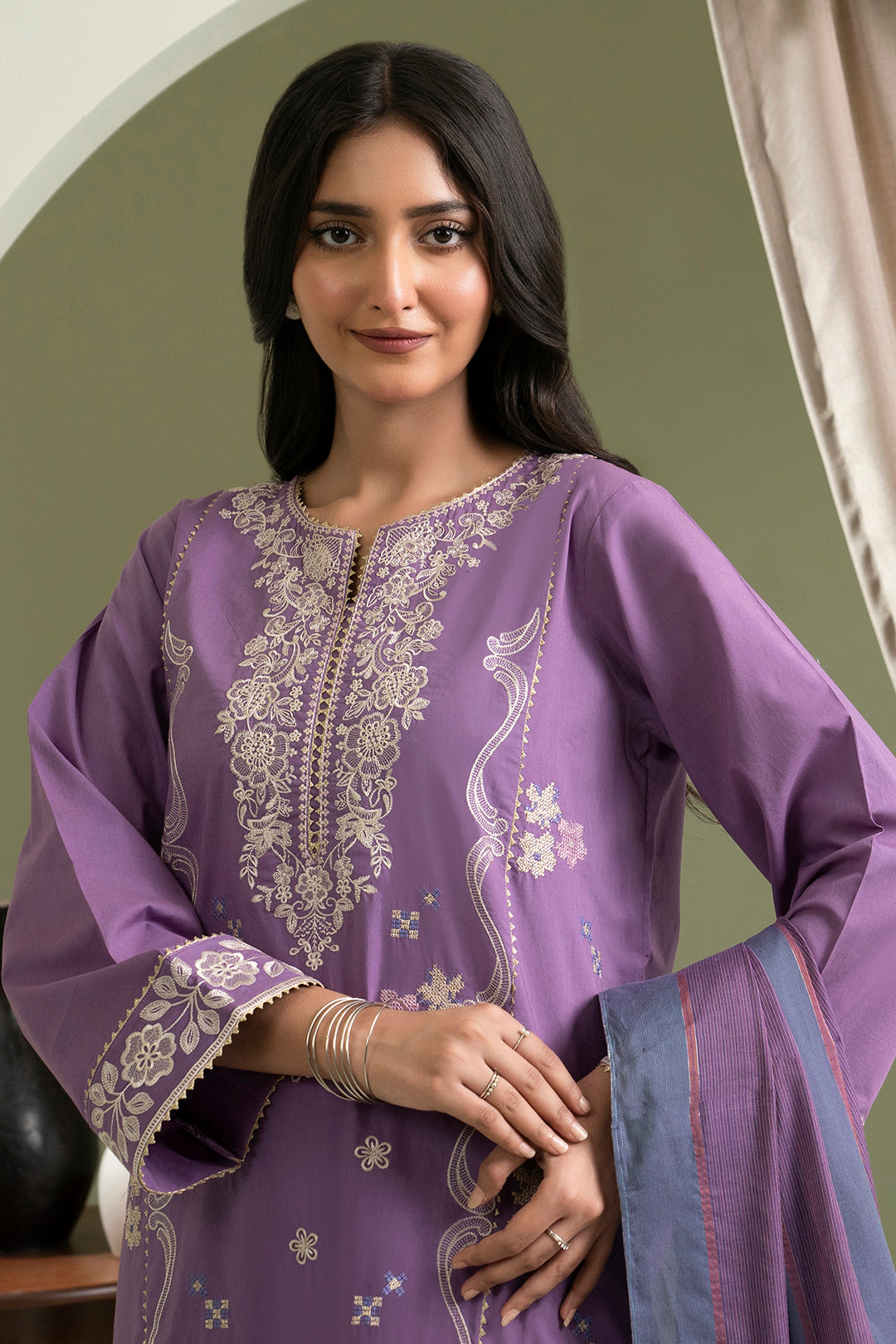 Embroidered Shirt Shalwar Dupatta - 0404