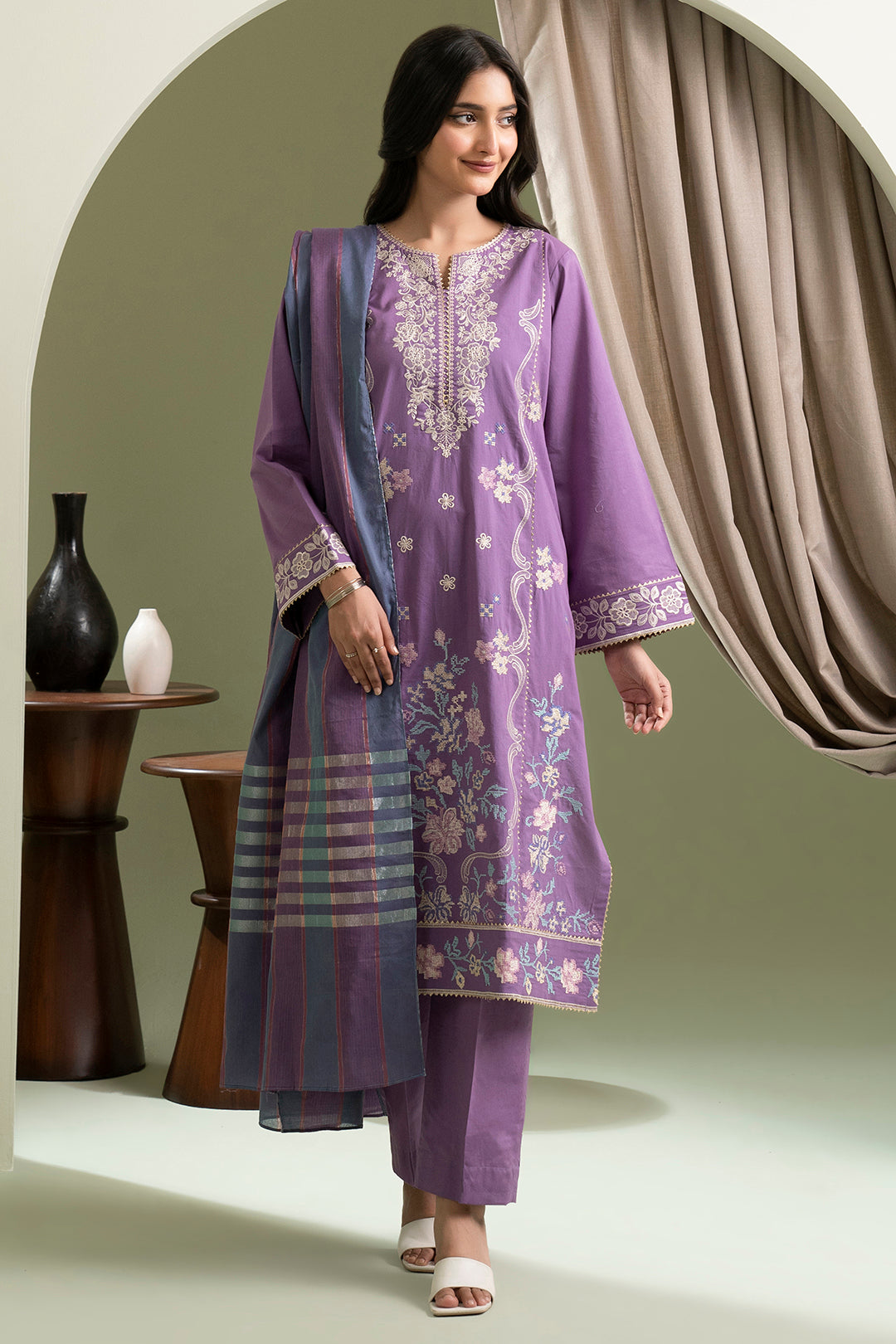 Embroidered Shirt Shalwar Dupatta - 0404