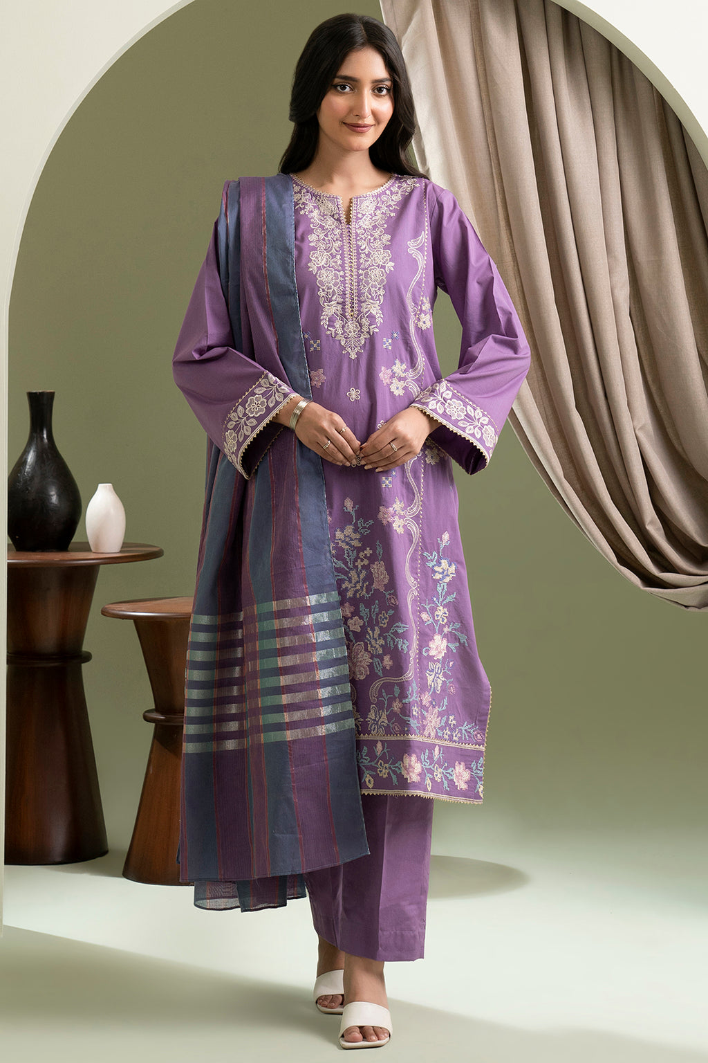 Embroidered Shirt Shalwar Dupatta - 0404