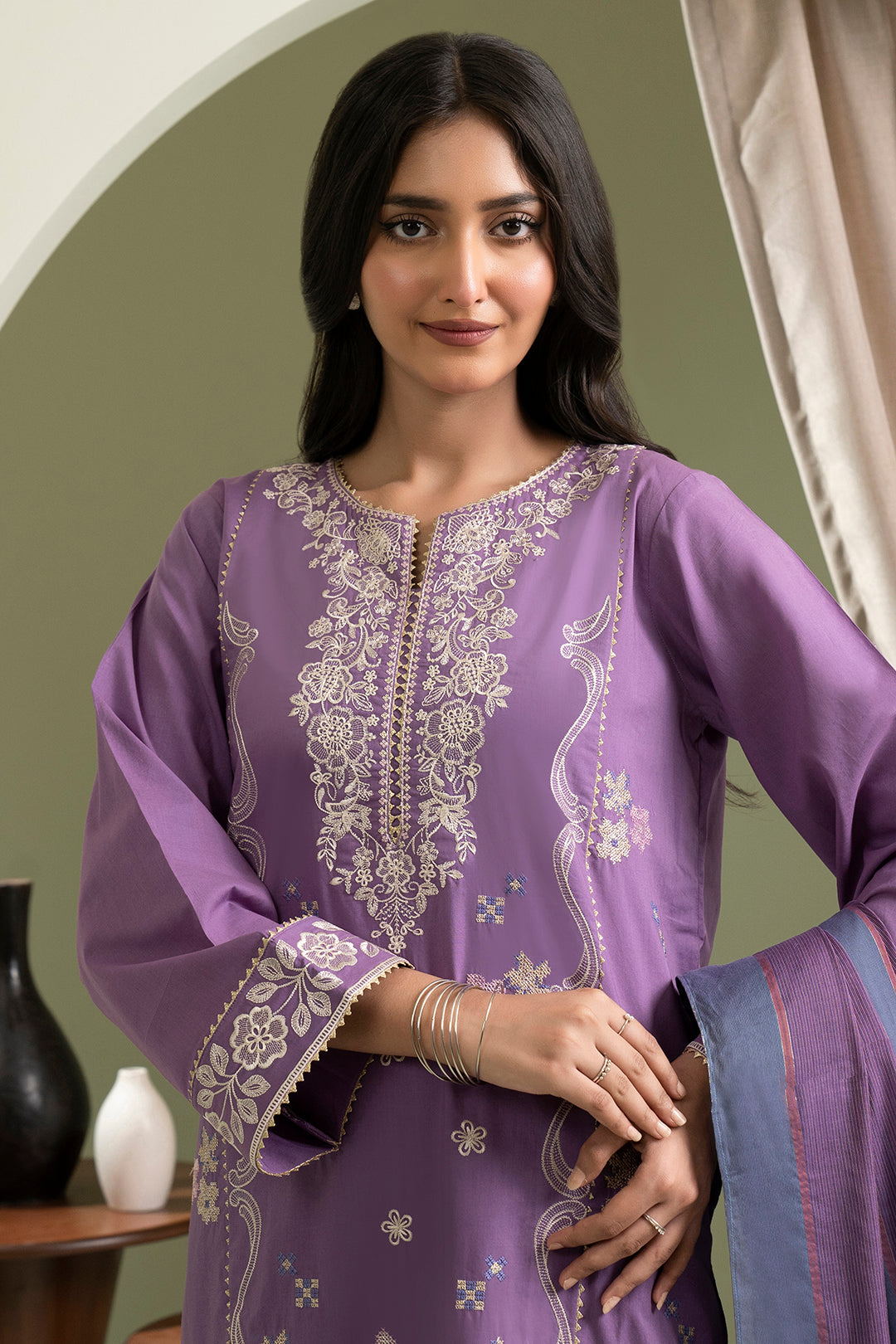 Embroidered Shirt Shalwar Dupatta - 0404