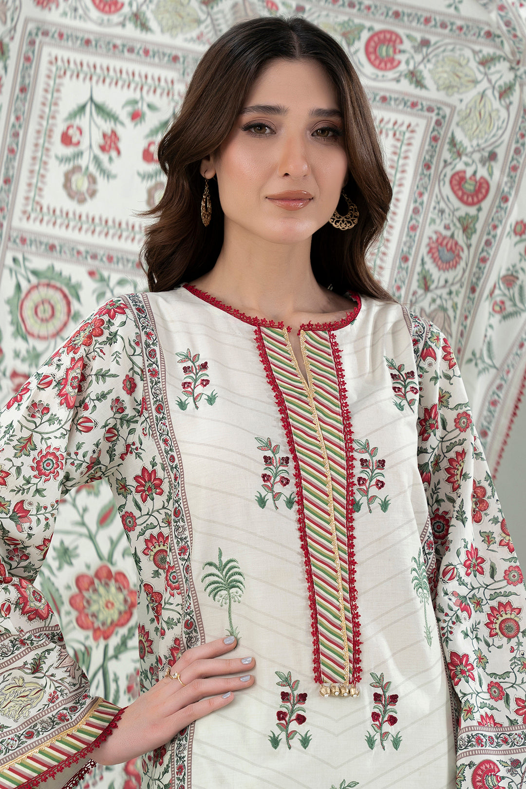 Embroidered Shirt Shalwar Dupatta - 0458