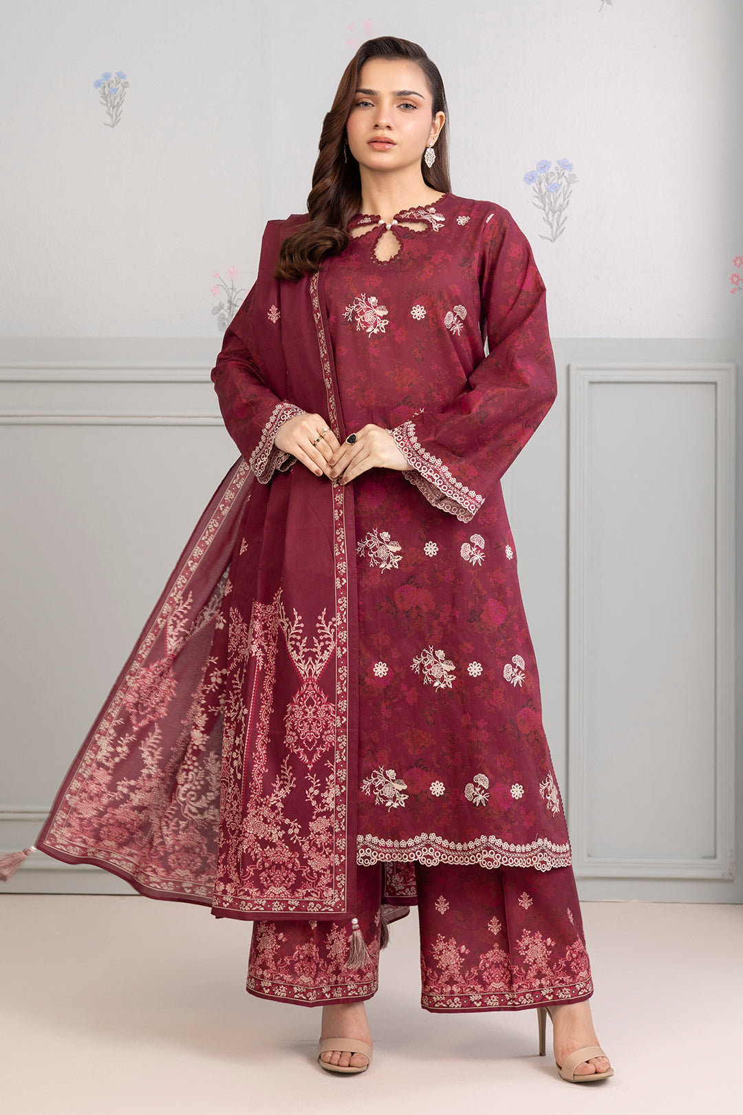 Embroidered Shirt Shalwar Dupatta - 0524