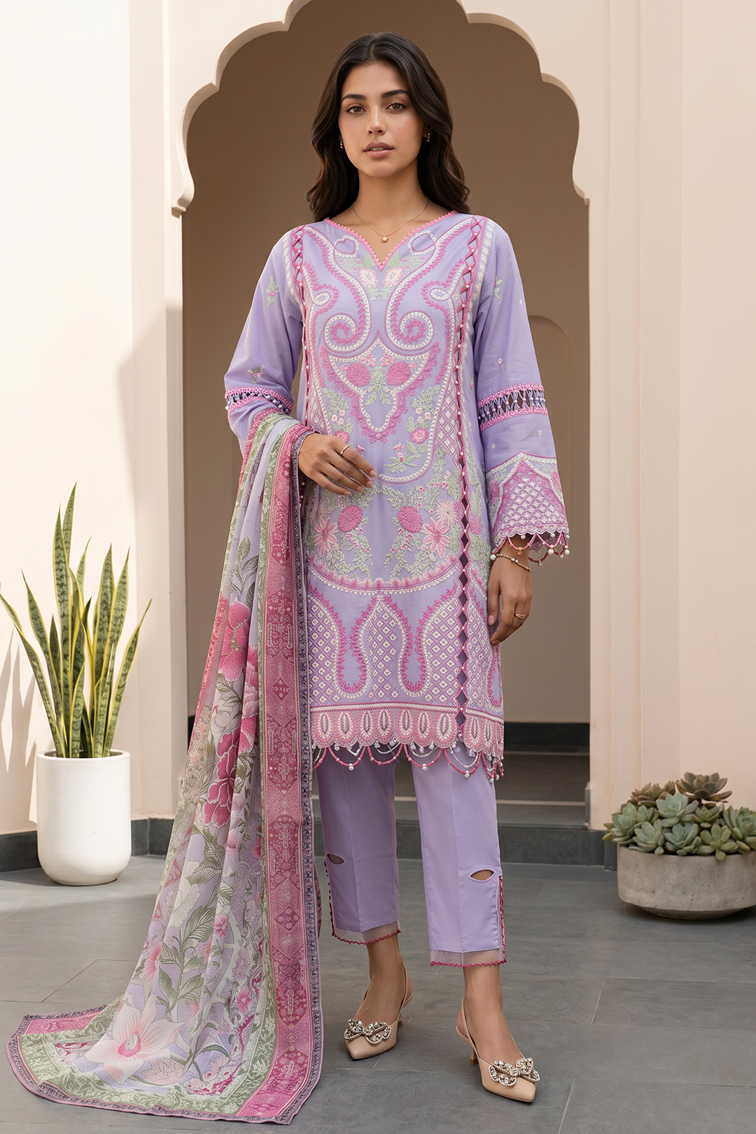 Embroidered Shirt Shalwar Dupatta - 0614