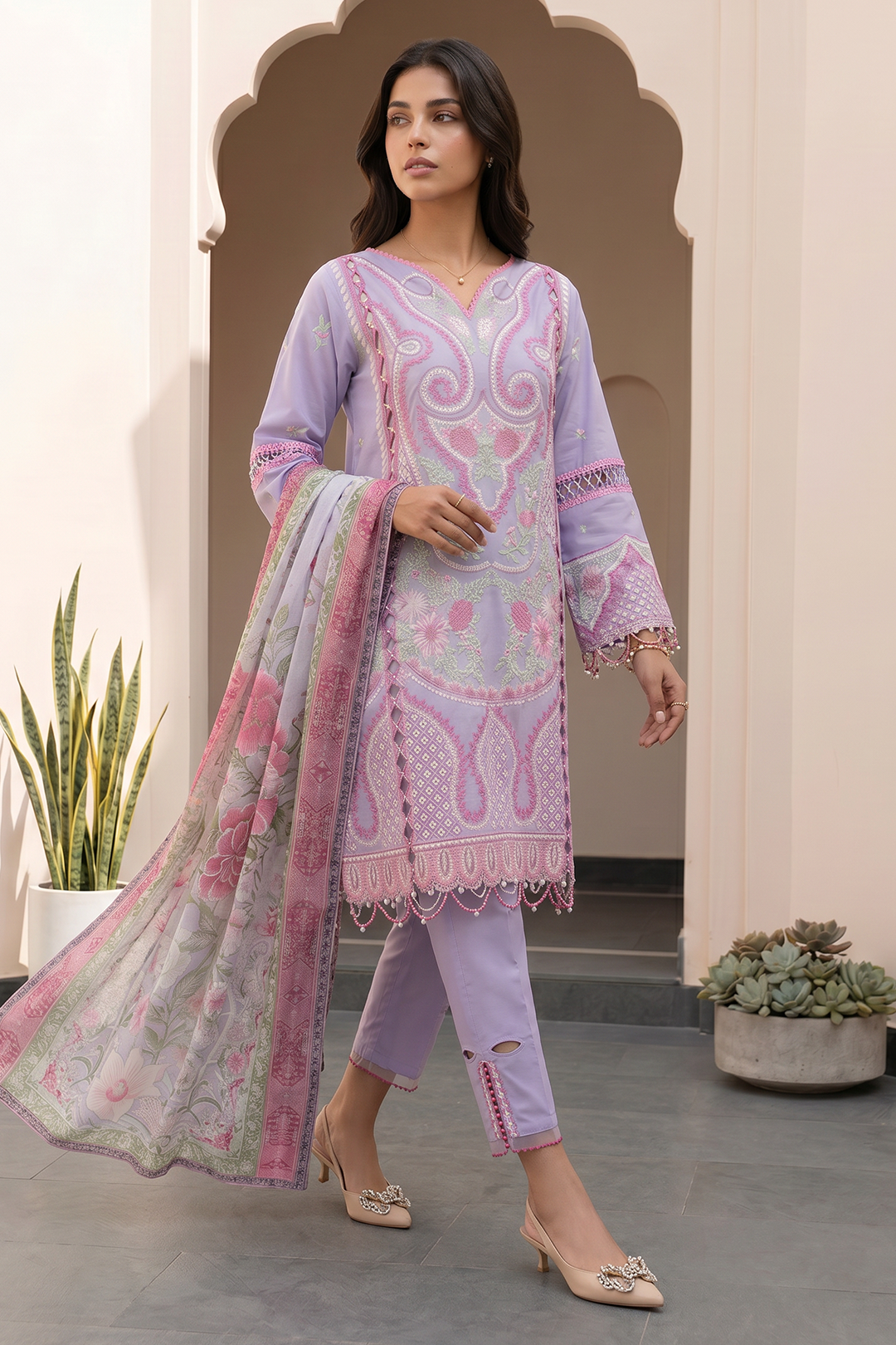 Embroidered Shirt Shalwar Dupatta - 0614