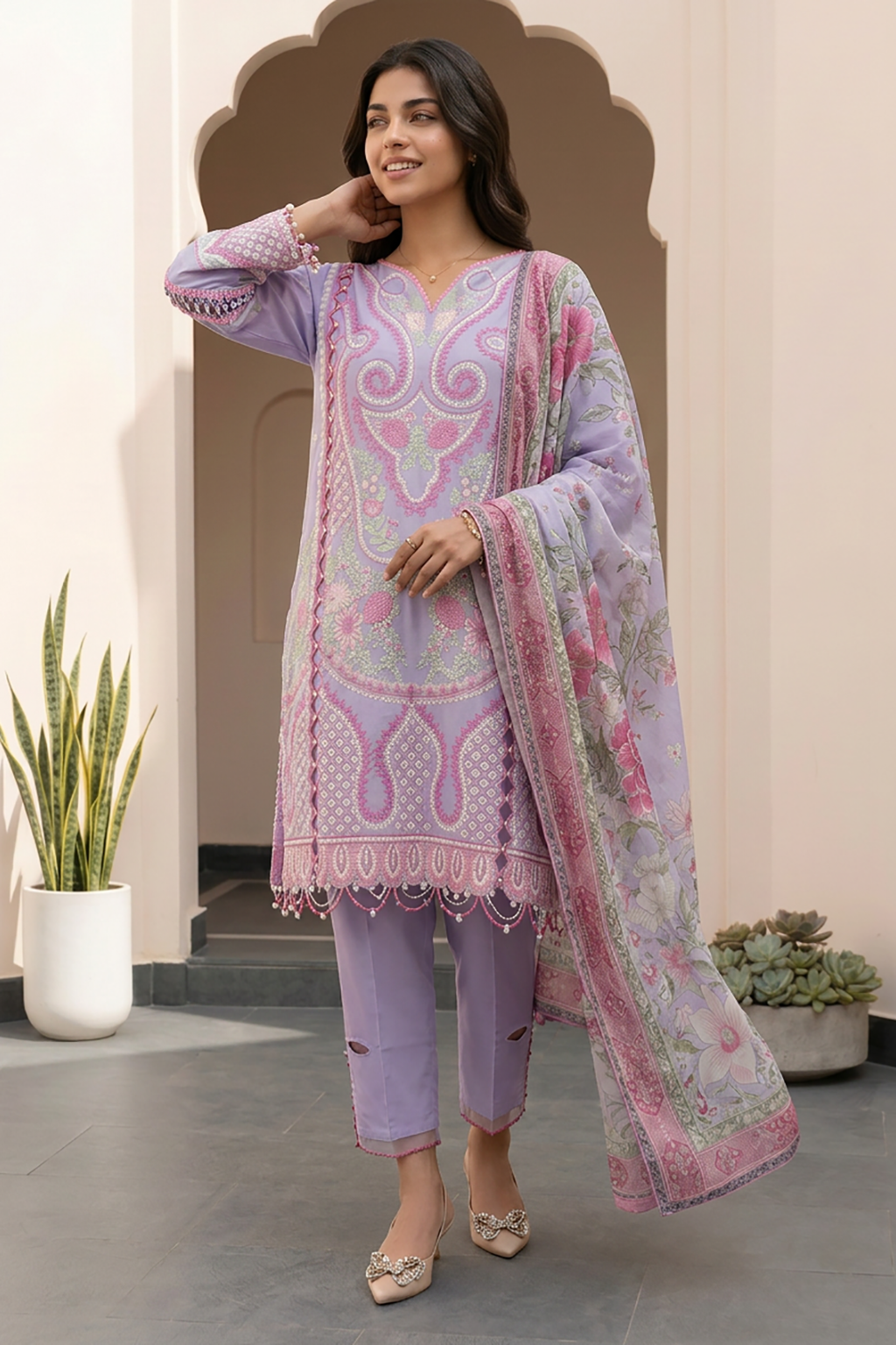 Embroidered Shirt Shalwar Dupatta - 0614