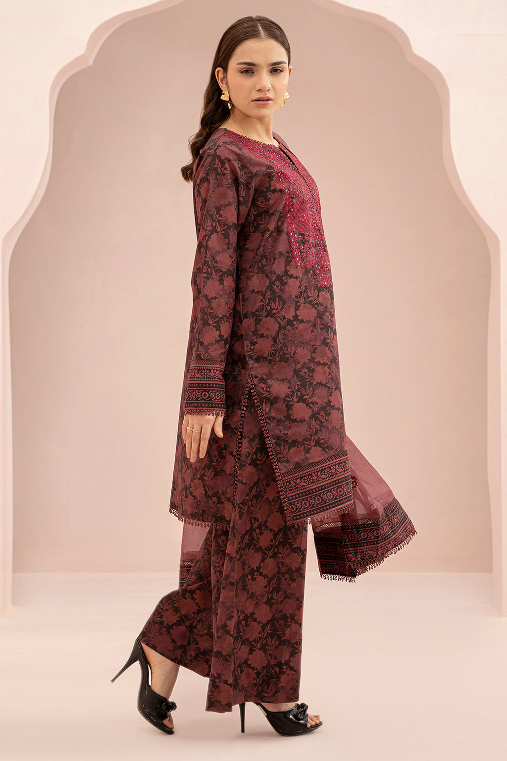 Embroidered Shirt Shalwar Dupatta - 0674