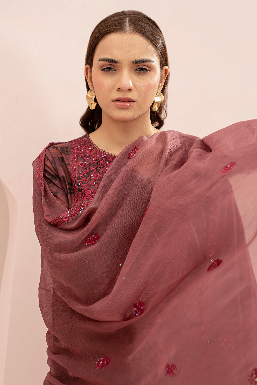 Embroidered Shirt Shalwar Dupatta - 0674